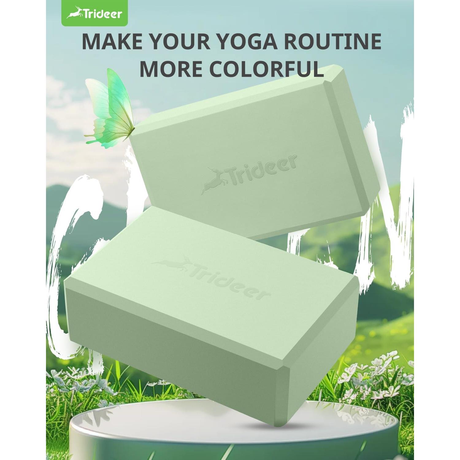 Bloques de Yoga Trideer 2 Pack Espuma Antideslizante Verde