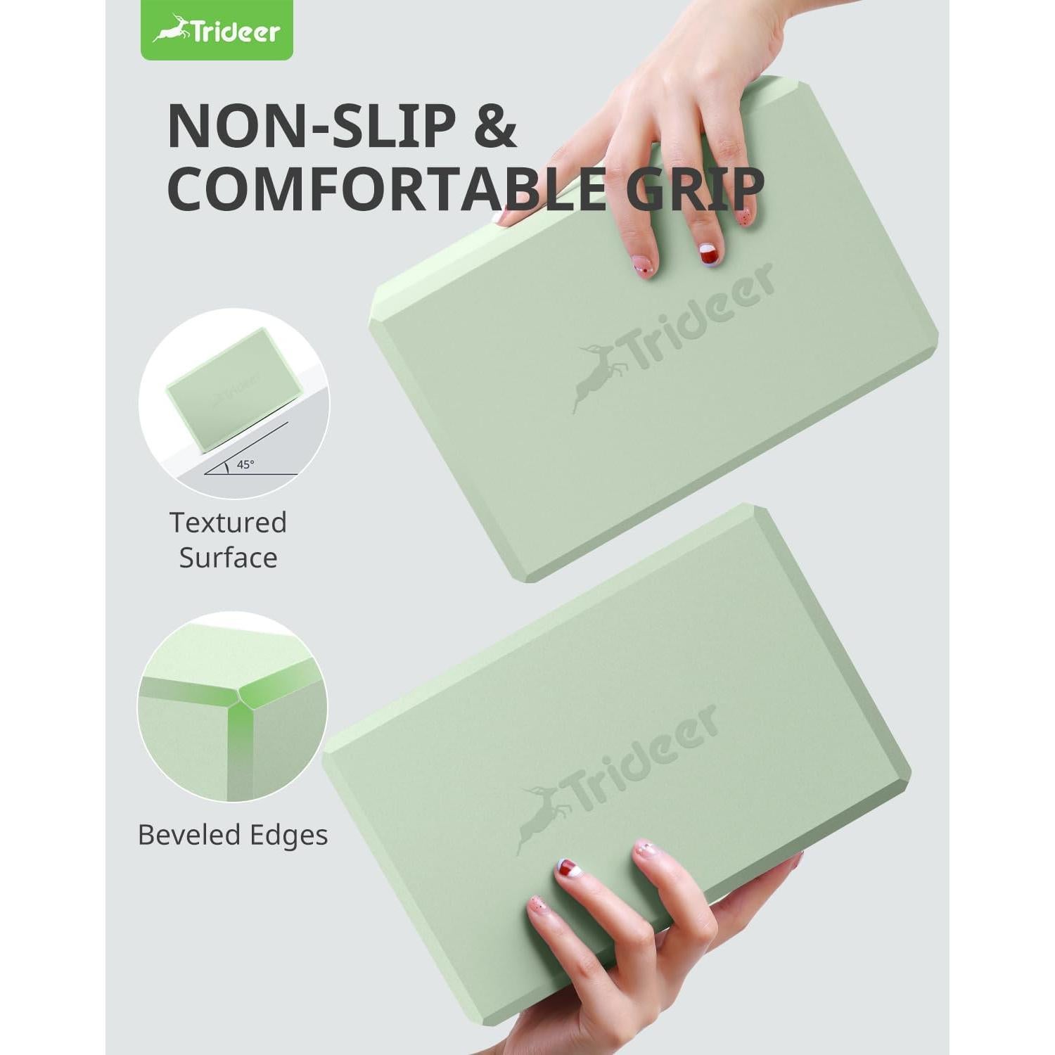 Bloques de Yoga Trideer 2 Pack Espuma Antideslizante Verde