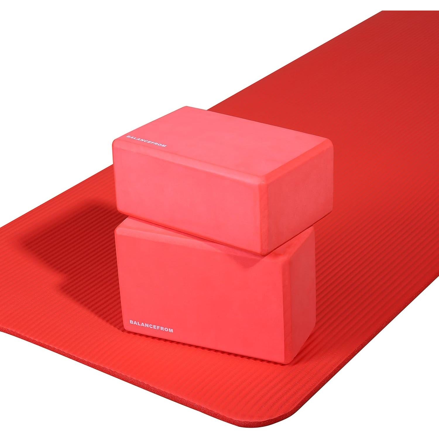 Juego de 2 Bloques de Yoga Fitvids GoYoga Rojo 22.86x15.24x10.16 cm