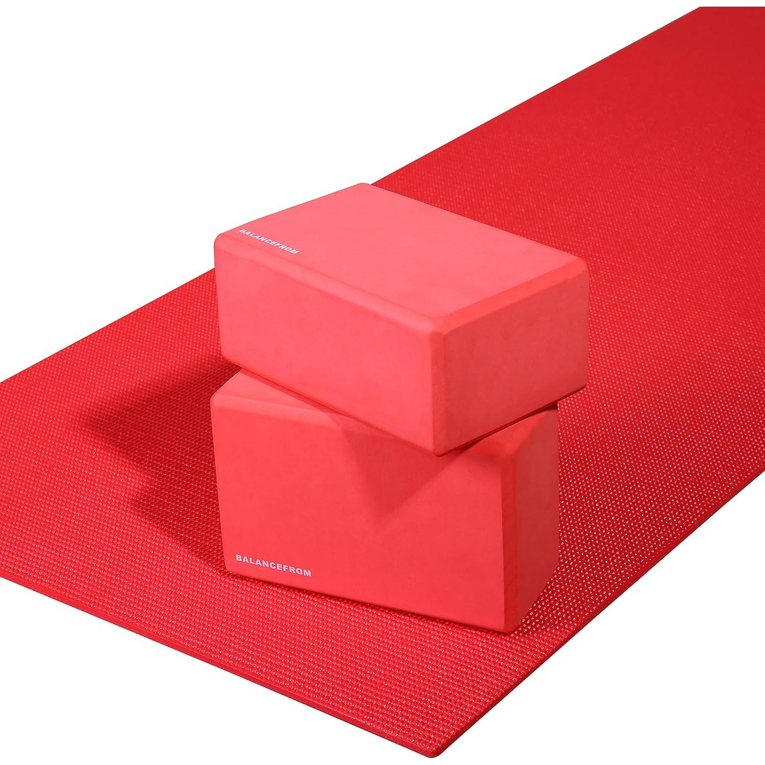 Juego de 2 Bloques de Yoga Fitvids GoYoga Rojo 22.86x15.24x10.16 cm