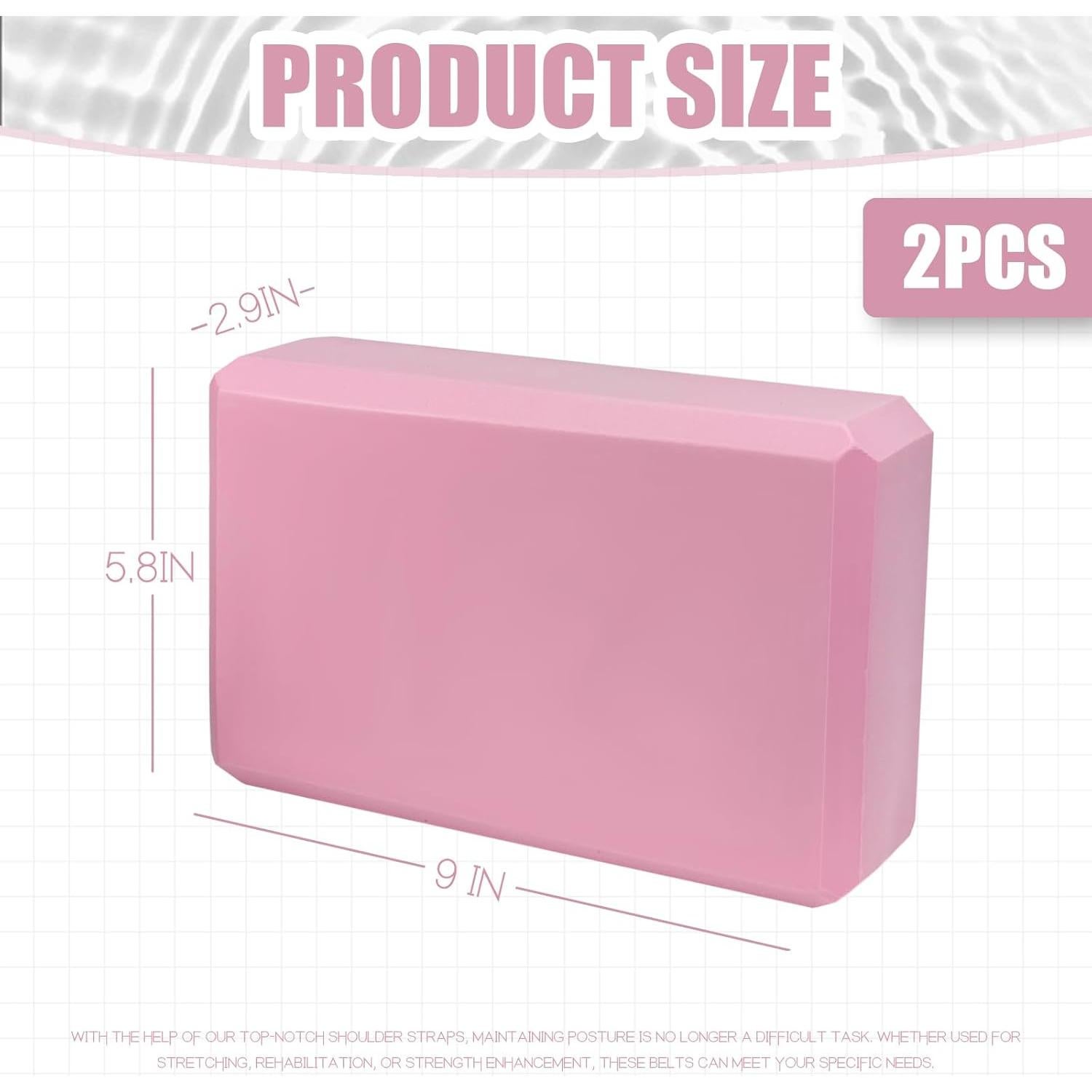 Bloques de Yoga Septo 2 Pcs Rosa 22.86x15.24x7.62cm EVA