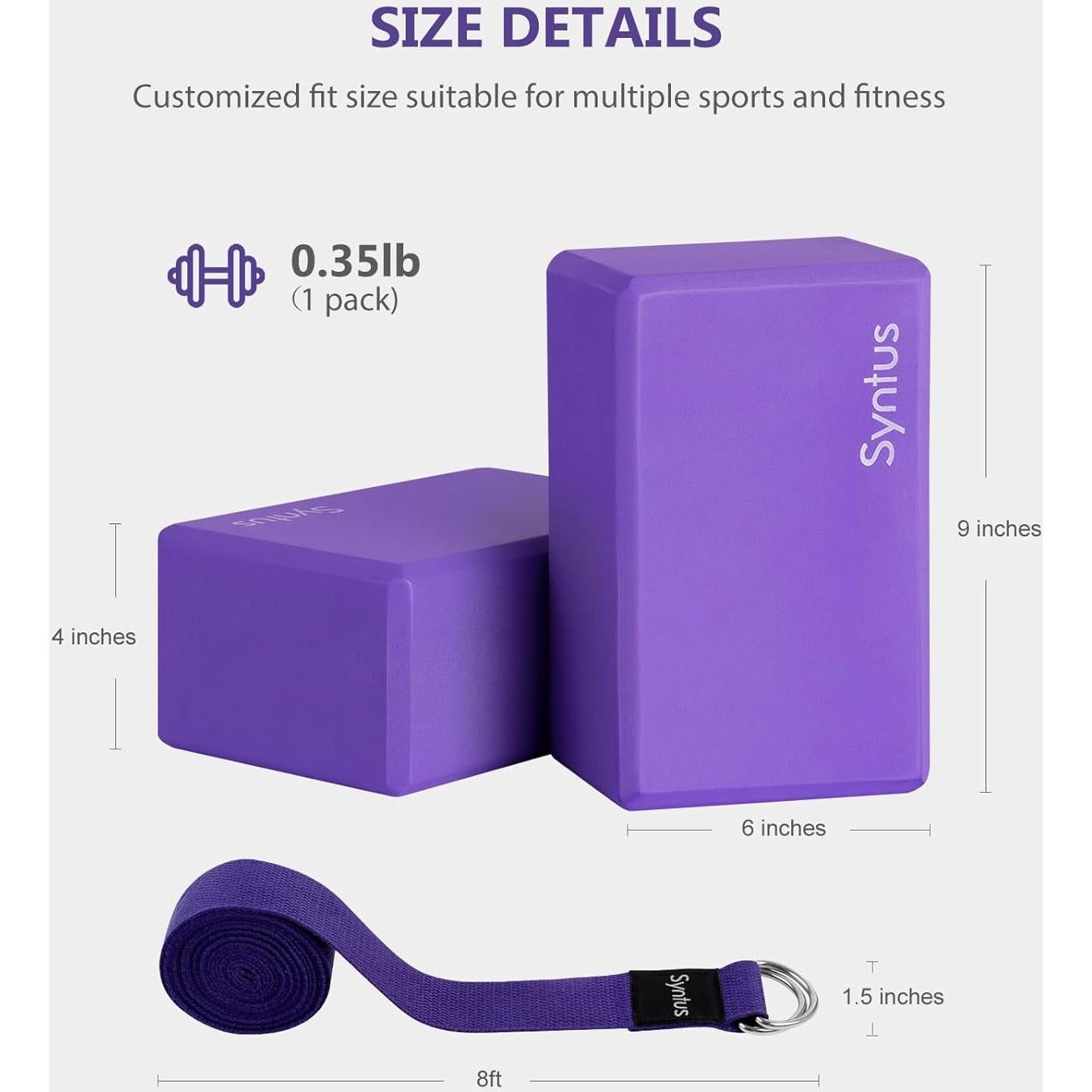 Conjunto de Bloques de Yoga y Correa Syntus - 2 Bloques 22.86x15.24x10.16 cm