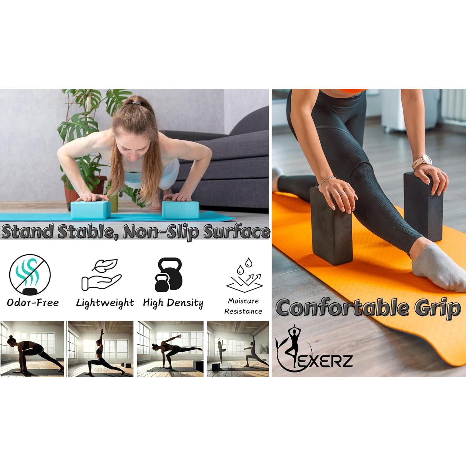 Bloques de Yoga Exerz 2 Pack Antideslizantes 23x15x7.5 cm