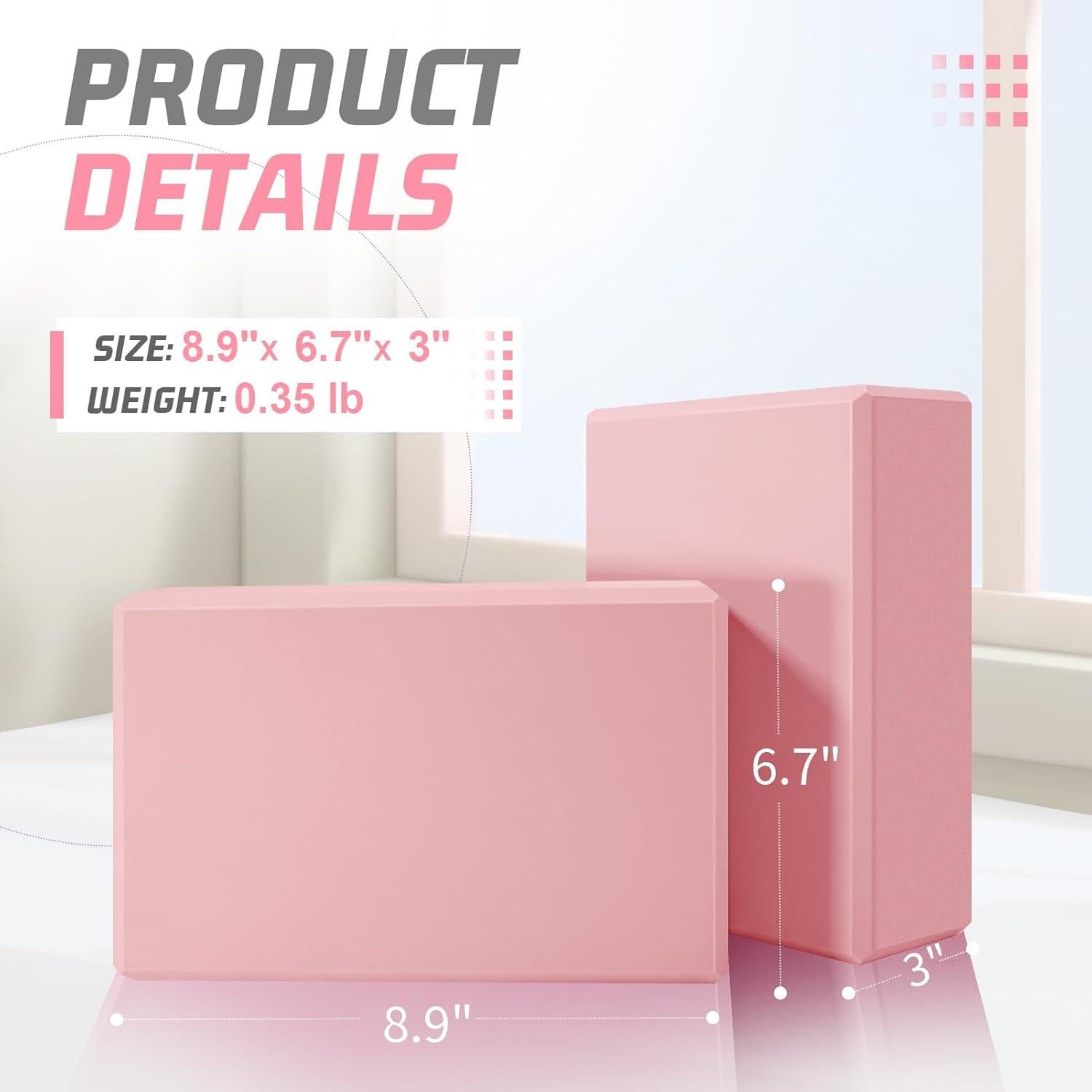 Bloques de Yoga Biguphate 2 Pack EVA Antideslizantes Rosa