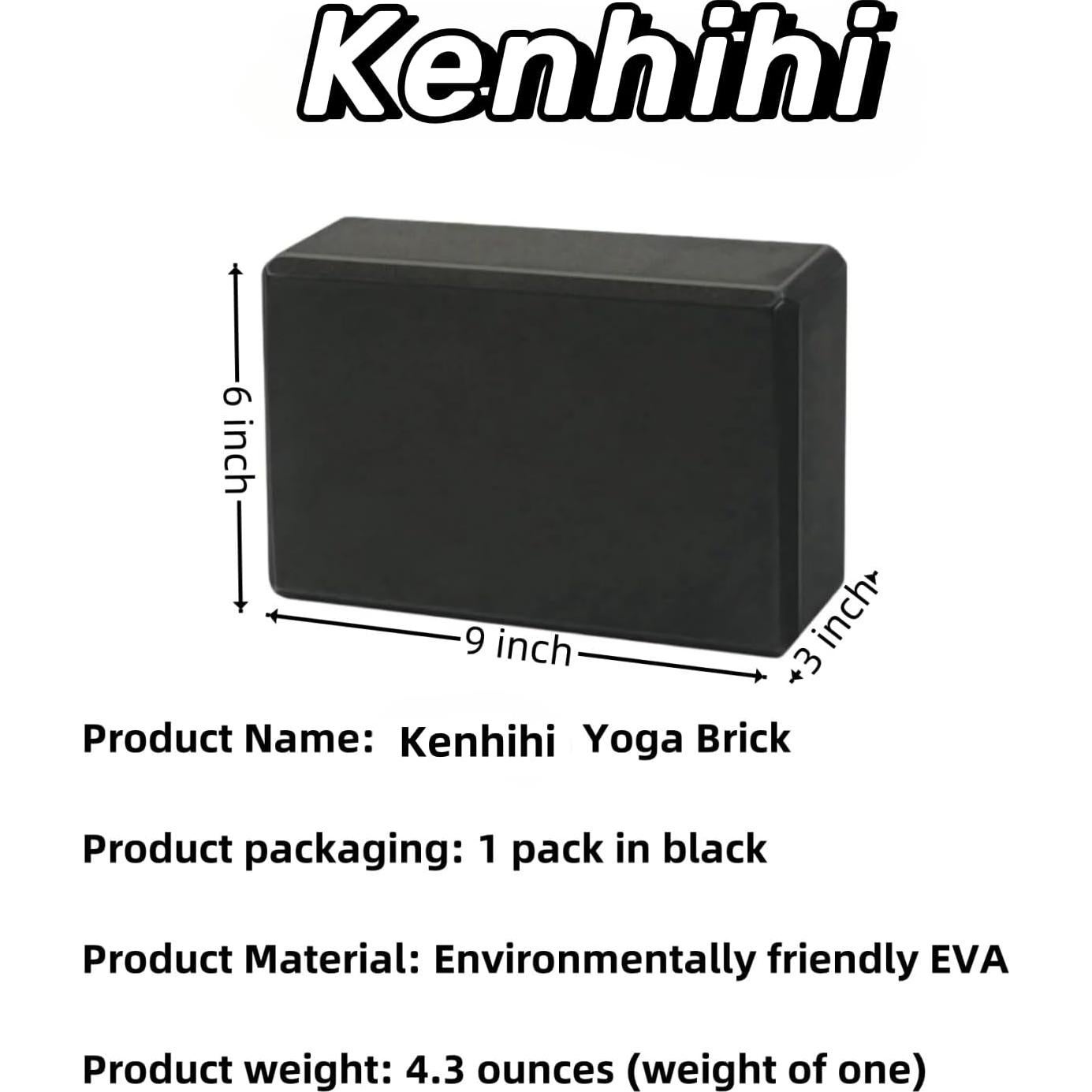 Bloque de Yoga Kenhihi EVA Antideslizante 23x15x8 cm Negro