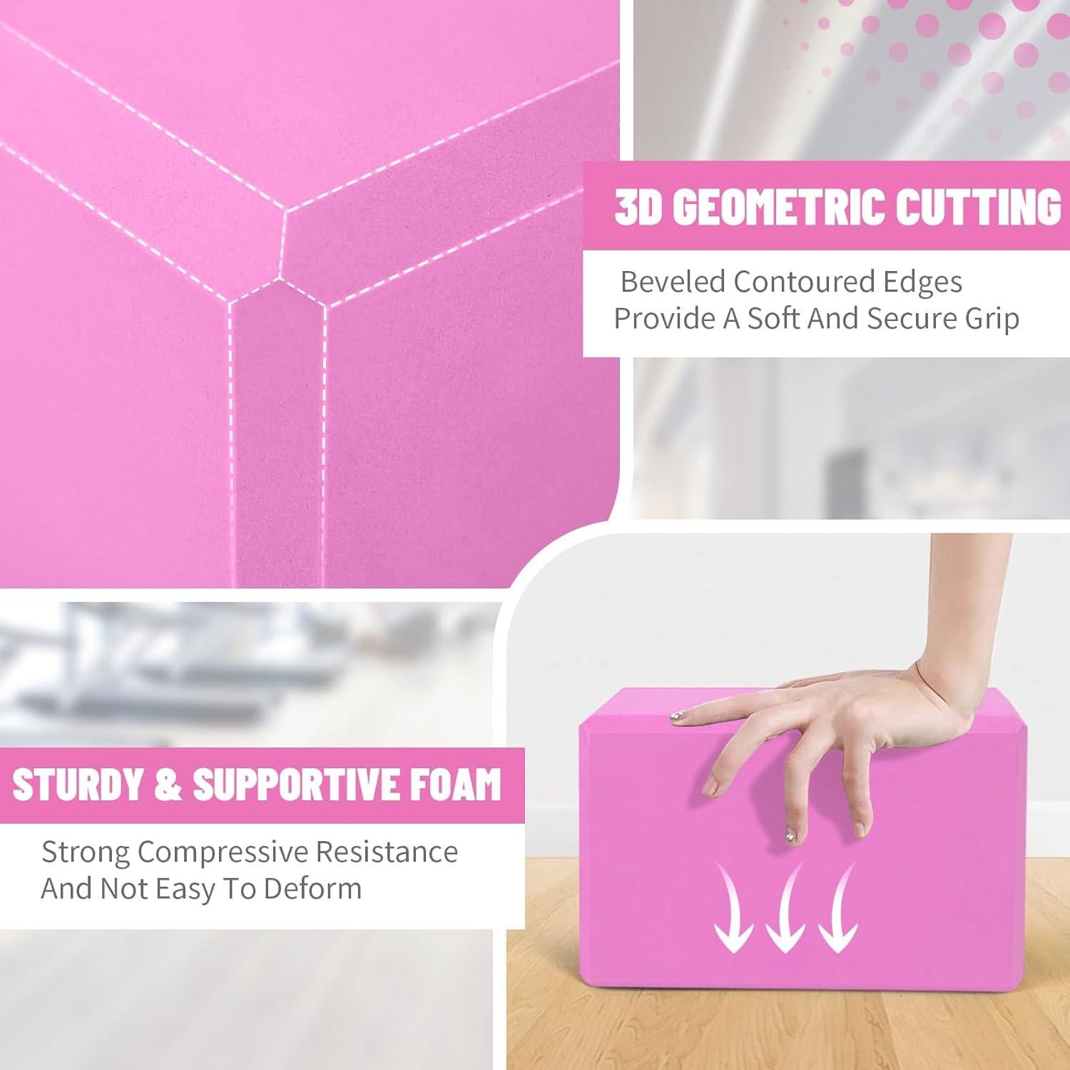 Bloque de Yoga Biguphate EVA Antideslizante 23x15x10cm Magenta