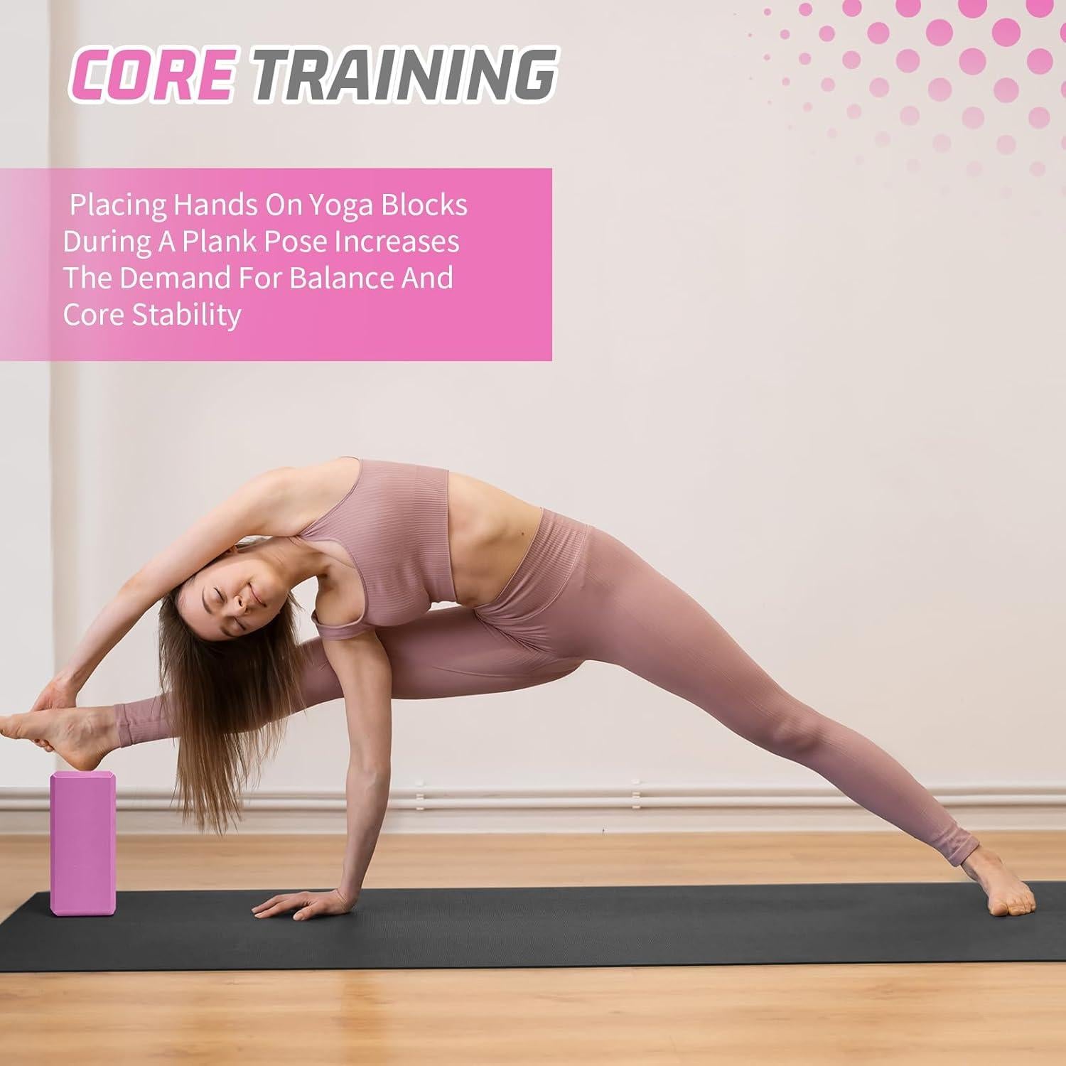 Bloque de Yoga Biguphate EVA Antideslizante 23x15x10cm Magenta