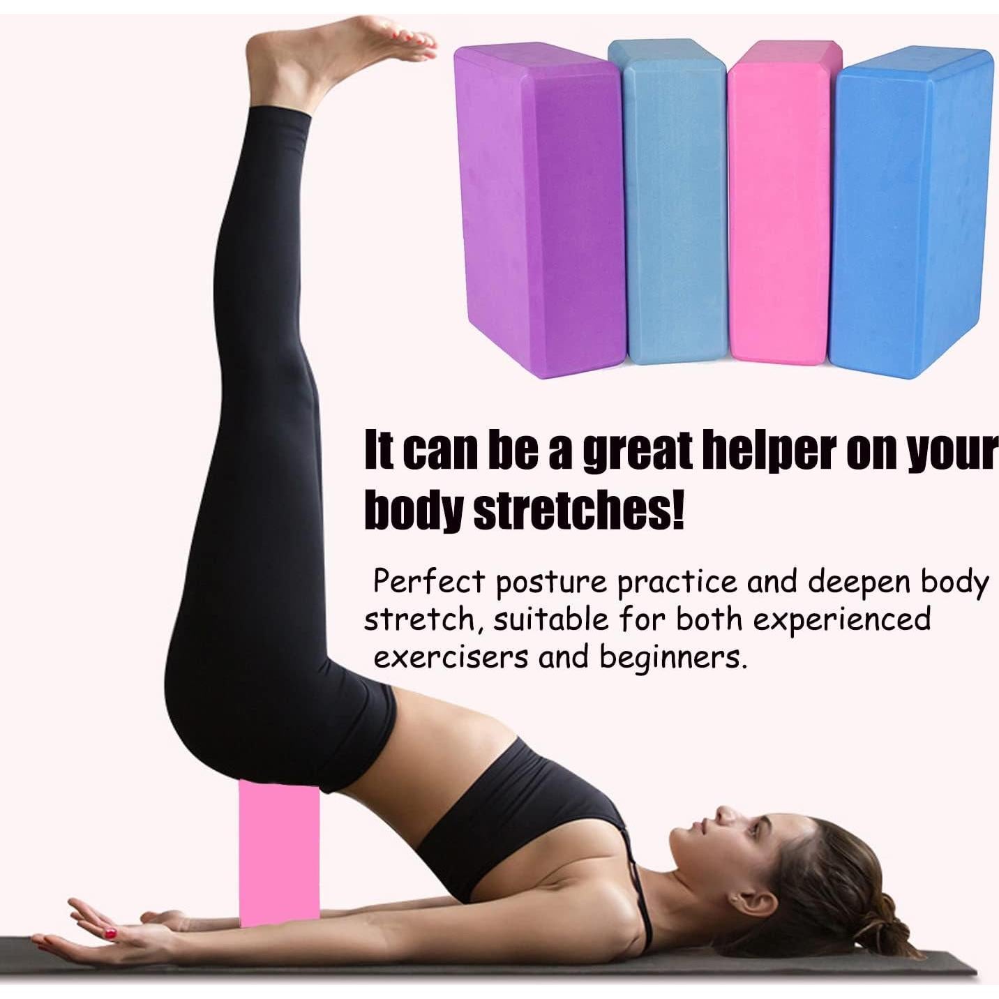 Bloques de Yoga Yuilgdo - Paquete de 4, Antideslizantes, 22.86x15.24x7.62cm