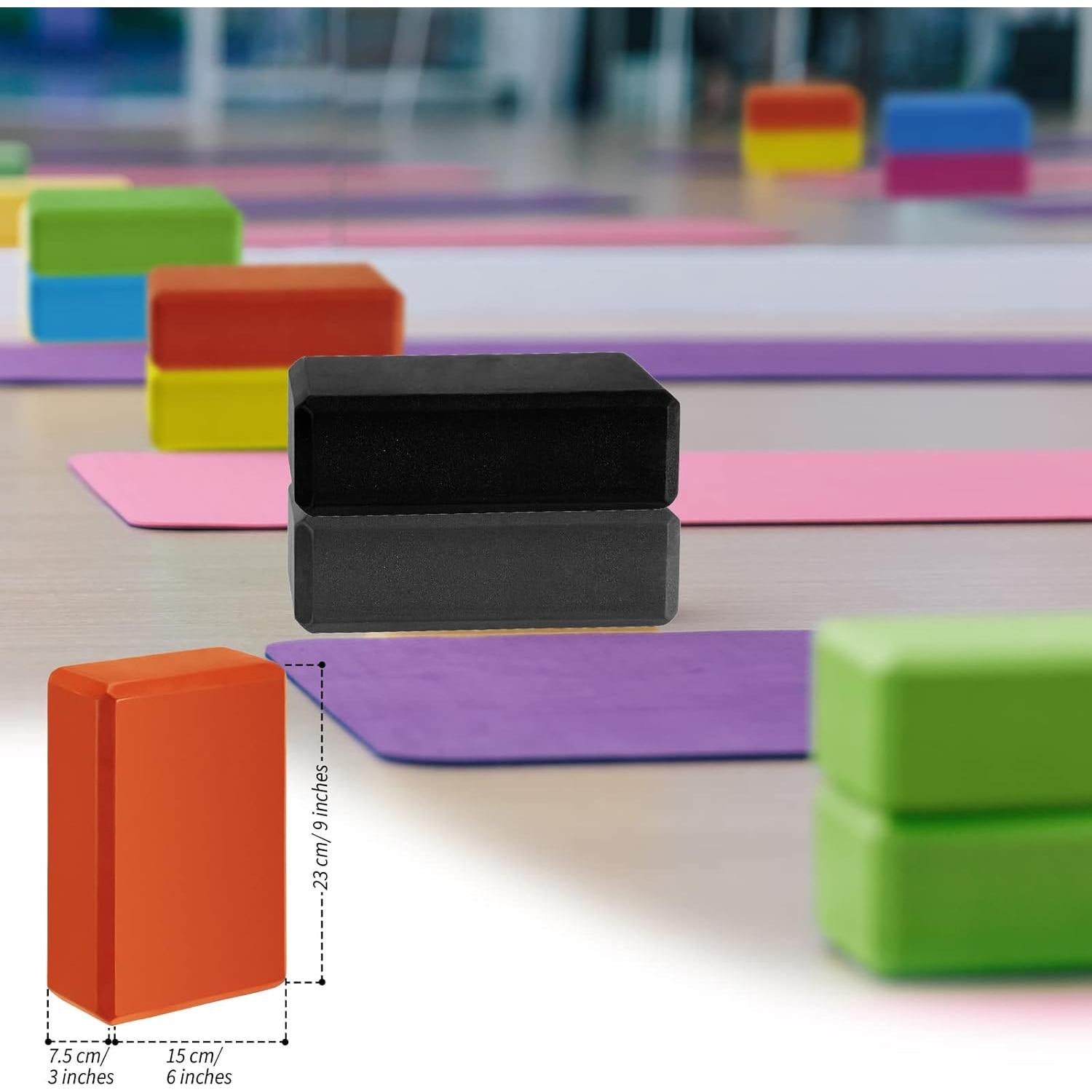 10 Bloques de Yoga EVA Antideslizantes Yilloog 23x15x7.5cm