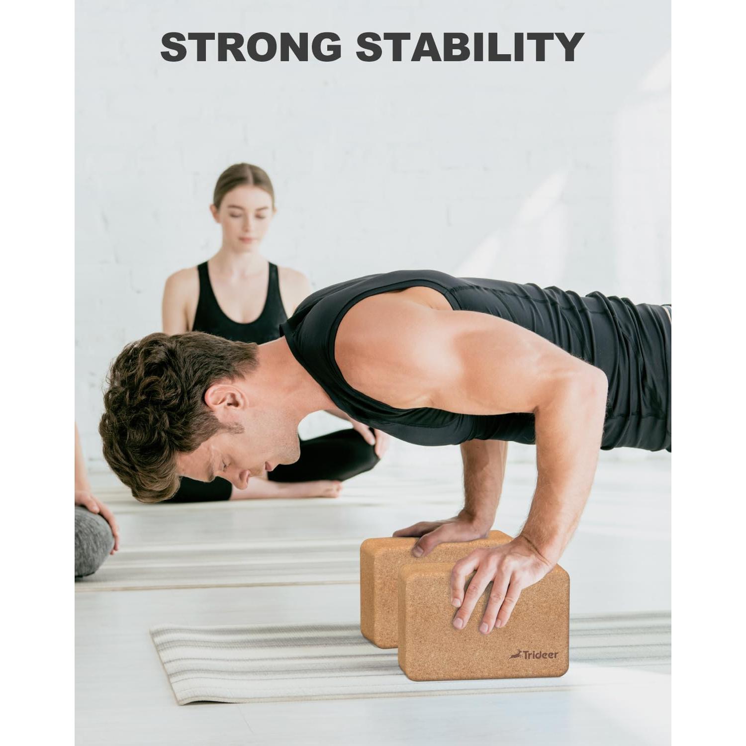 Bloques de Yoga de Corcho Trideer - Paquete de 2, 23x15x8 cm