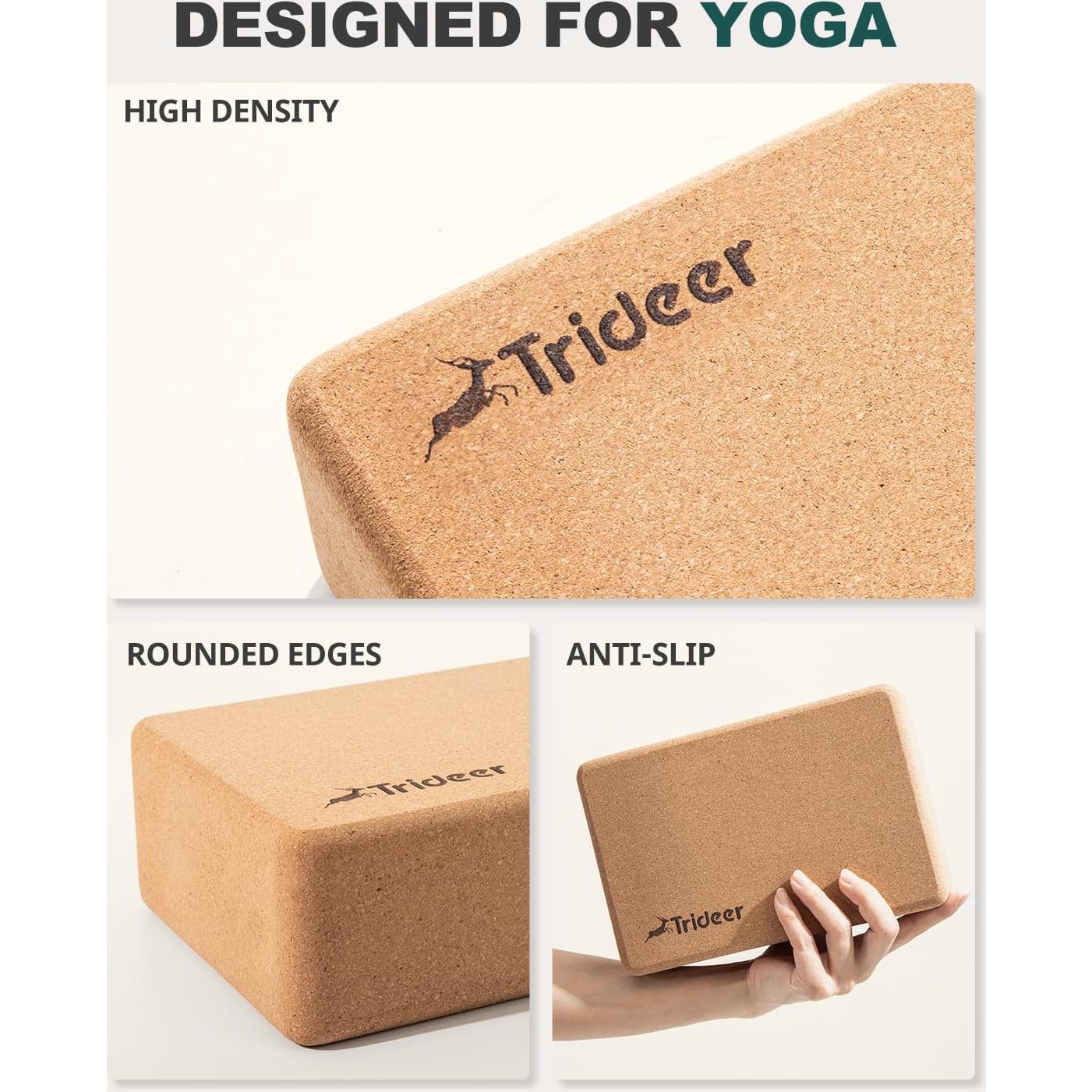 Bloques de Yoga de Corcho Trideer - Paquete de 2, 23x15x8 cm