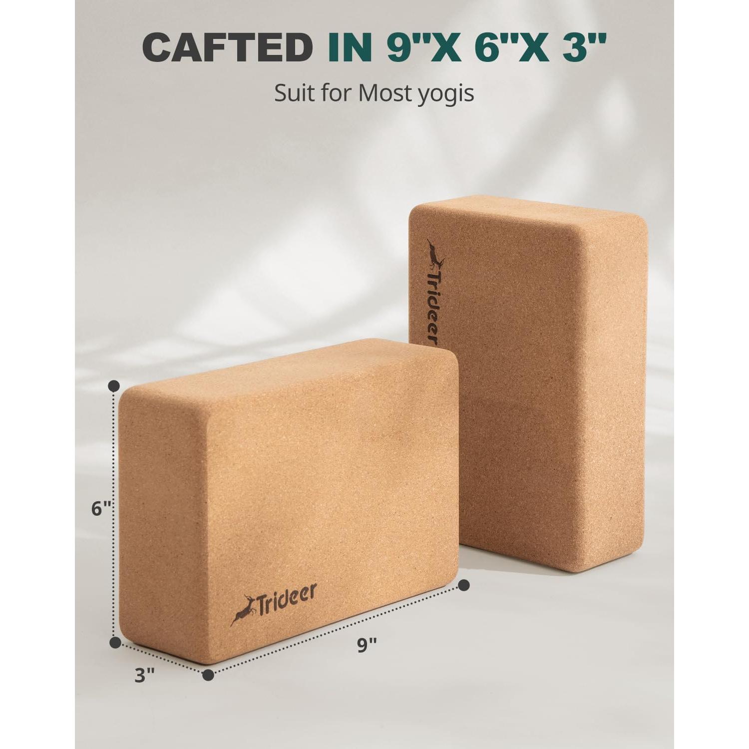 Bloques de Yoga de Corcho Trideer - Paquete de 2, 23x15x8 cm
