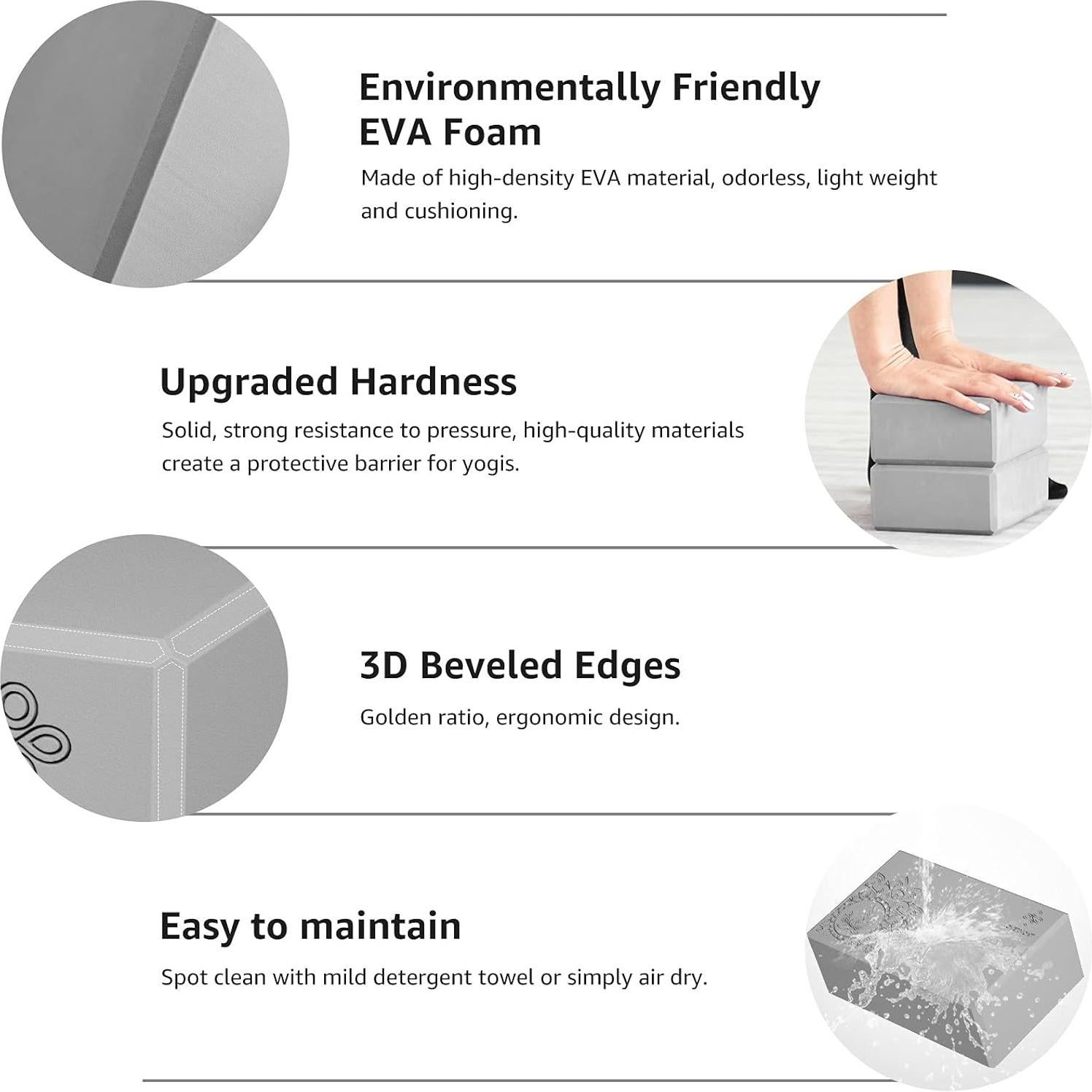 Bloques de Yoga Overmont 2 Piezas EVA Antideslizante 23x15x8cm