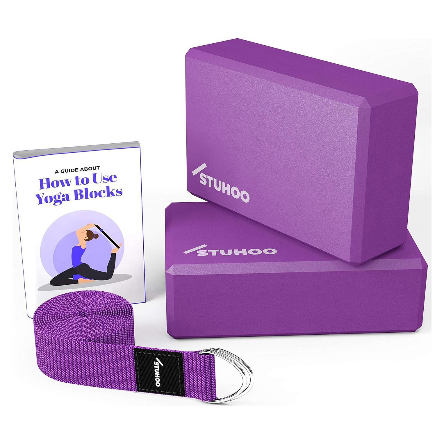 Conjunto de 2 Bloques de Yoga STUHOO + Correa 2.44m