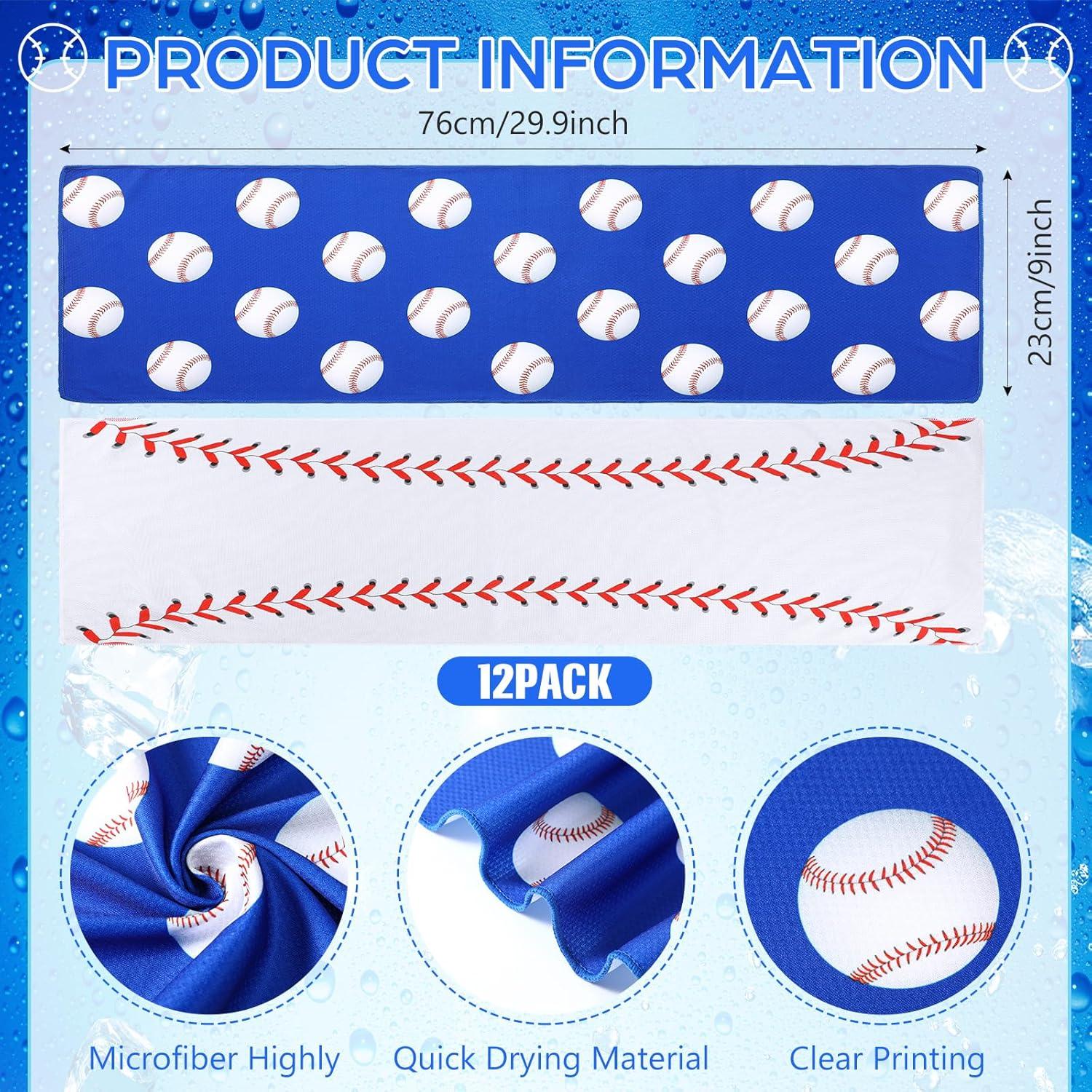 12 Toallas Enfriadoras de Microfibra Remagr 76.2x22.9cm Béisbol