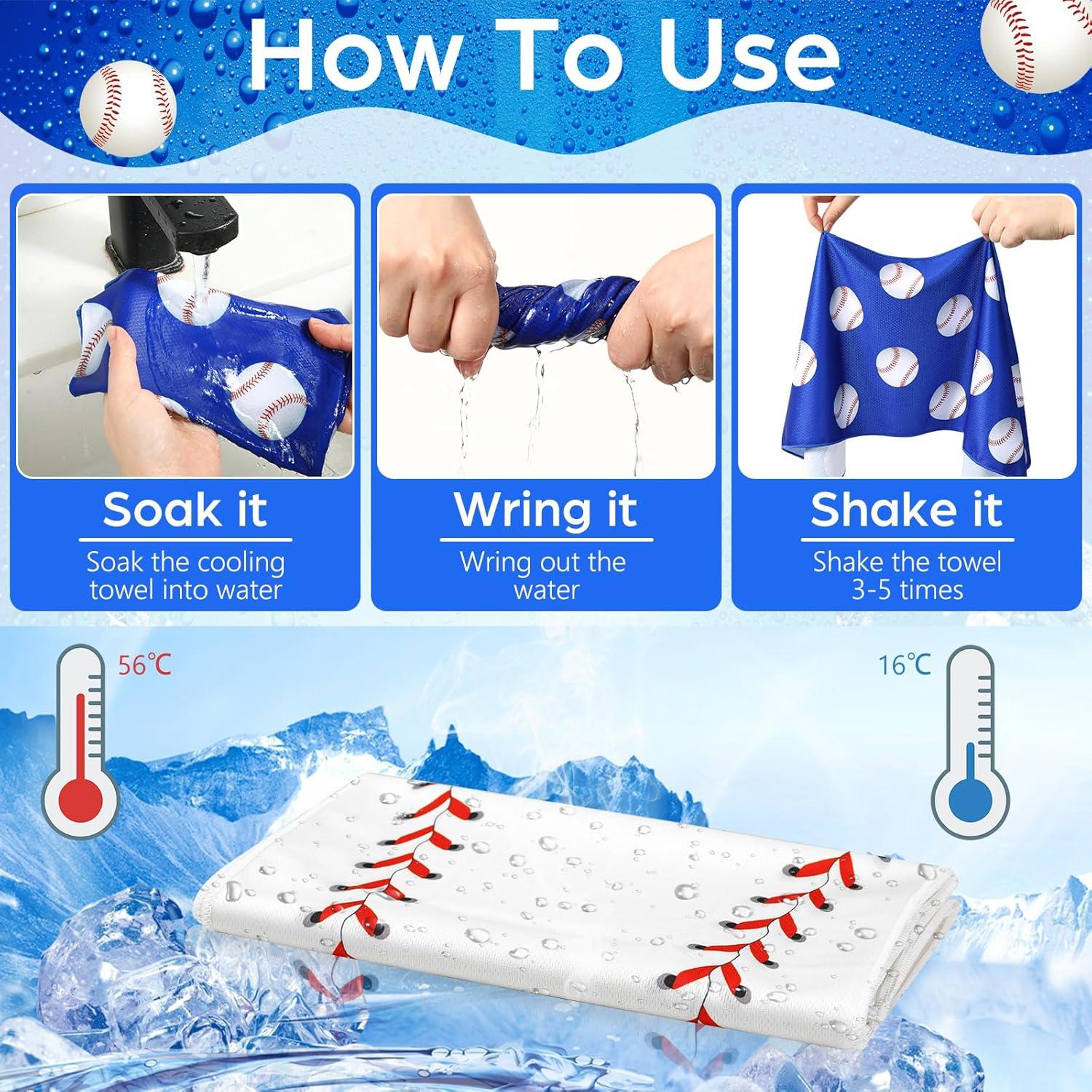 12 Toallas Enfriadoras de Microfibra Remagr 76.2x22.9cm Béisbol