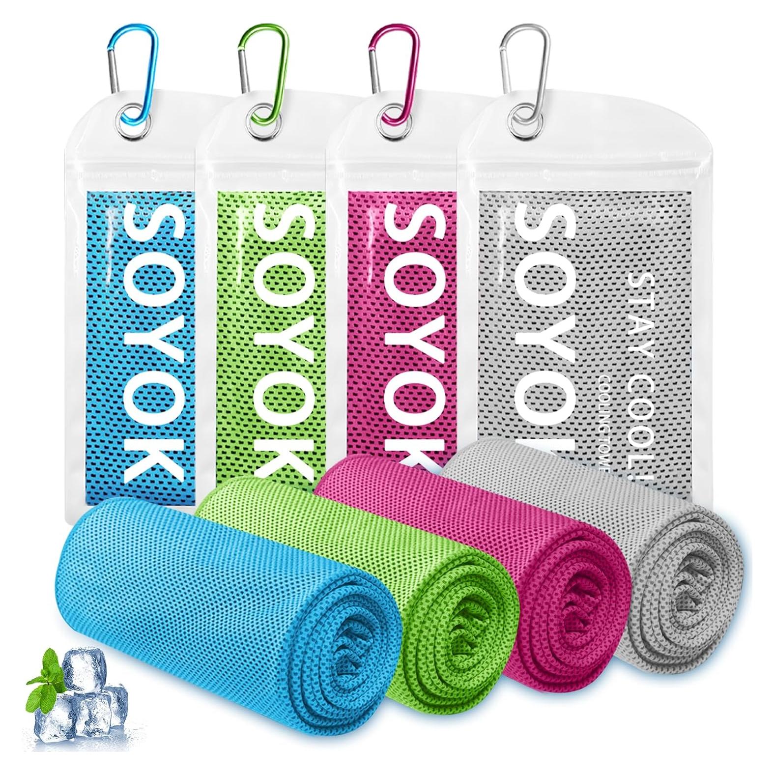 4 Toallas Enfriadoras SOYOK Microfibra 101.6x30.5 cm para Gimnasio