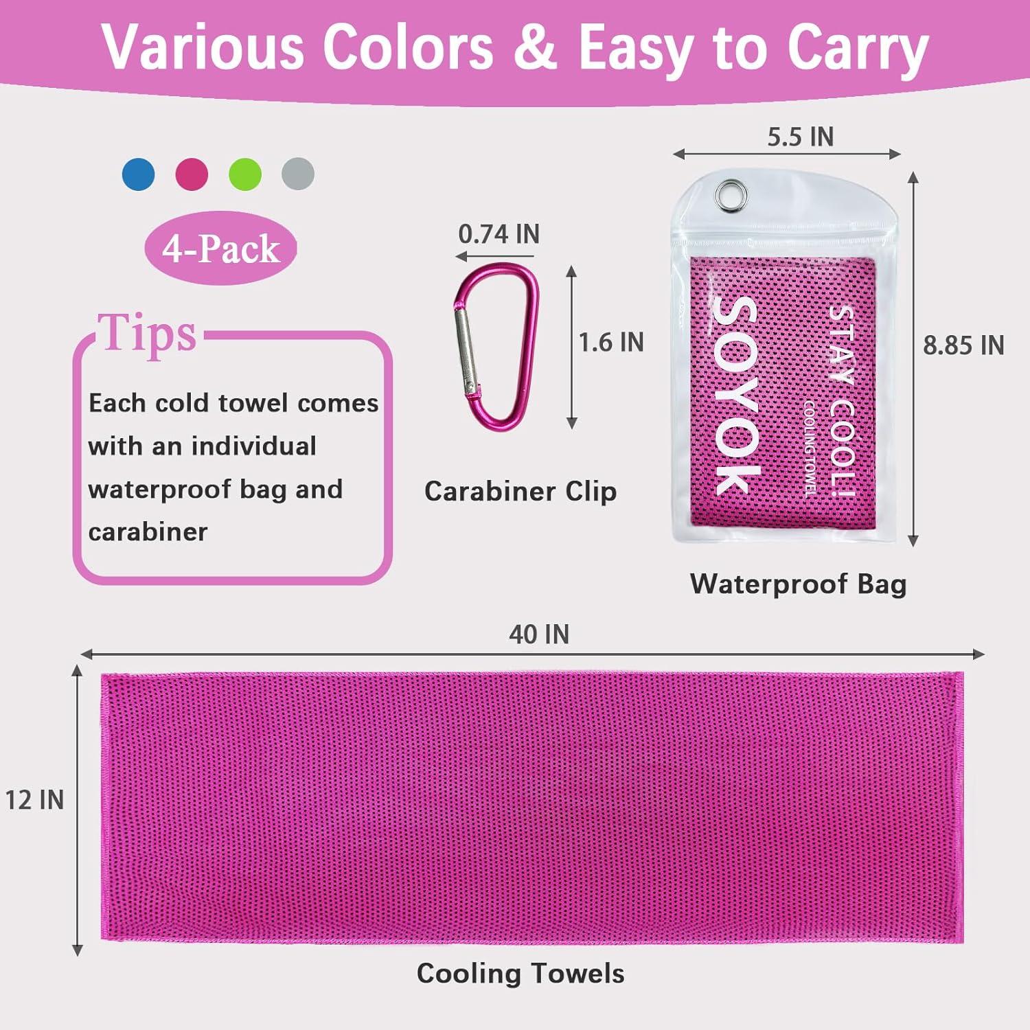 4 Toallas Enfriadoras SOYOK Microfibra 101.6x30.5 cm para Gimnasio