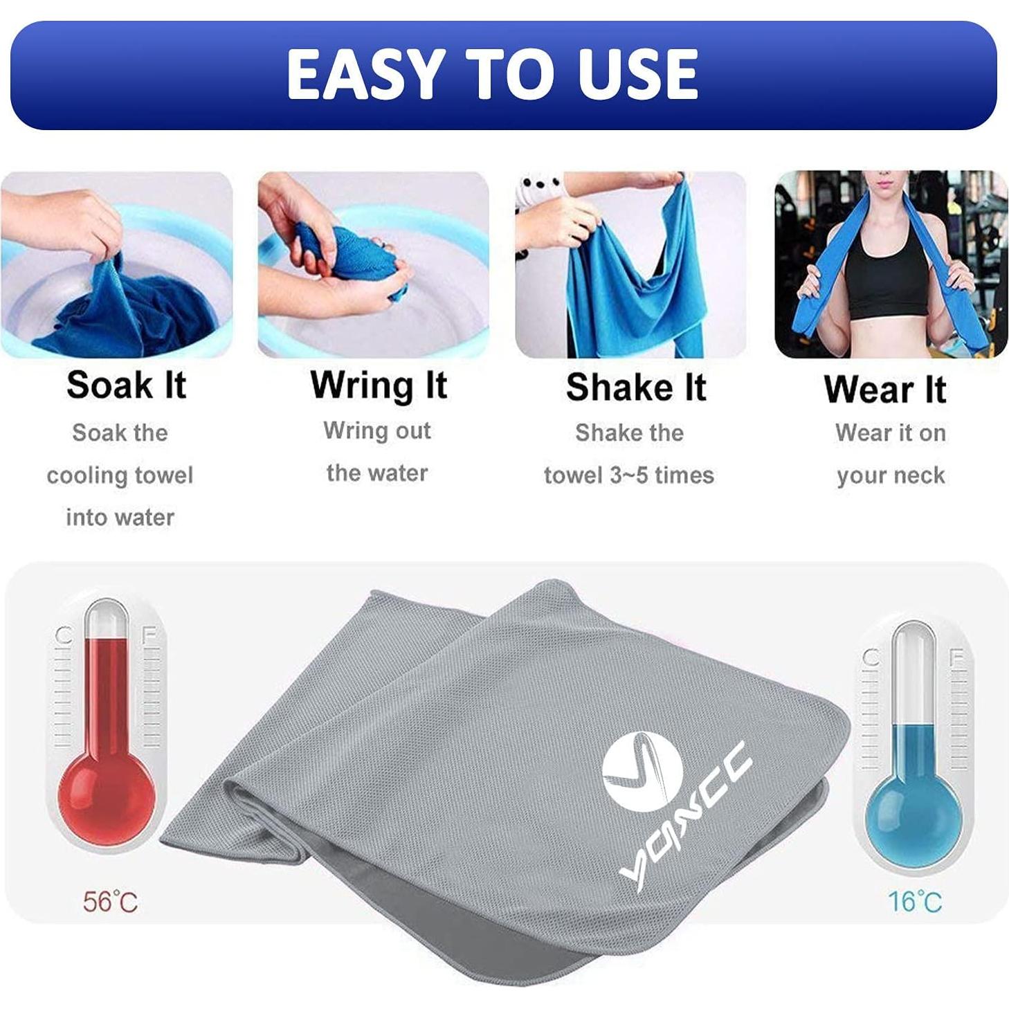 Toallas Enfriadoras YQXCC 4 Unidades Microfibra 101.6x30.5cm