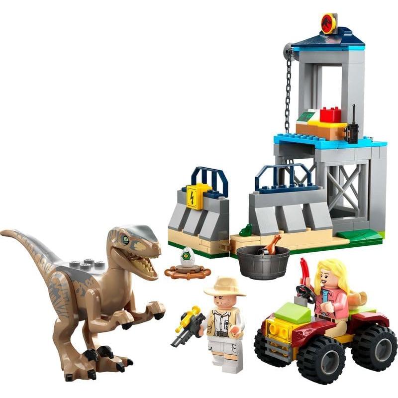 76957 Jurassic Park Velociraptor Escape Dinosaur Toy for Boys, Girls, All Children from 4 Years, Set with Dino Animals Figures, Off-Road Car and 2 Mini Figures