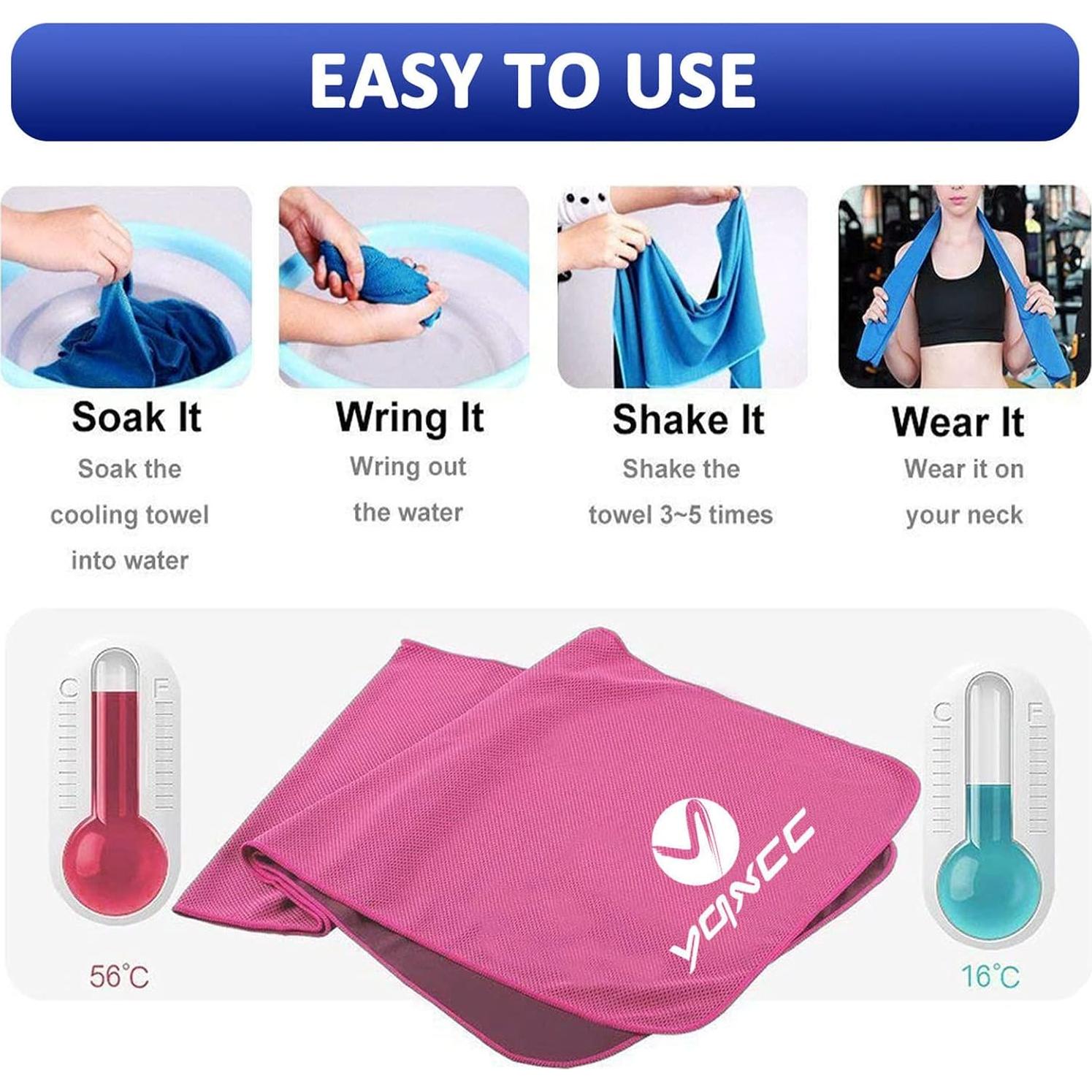 Toallas Enfriadoras YQXCC 4 Unidades Microfibra 101.6x30.5cm