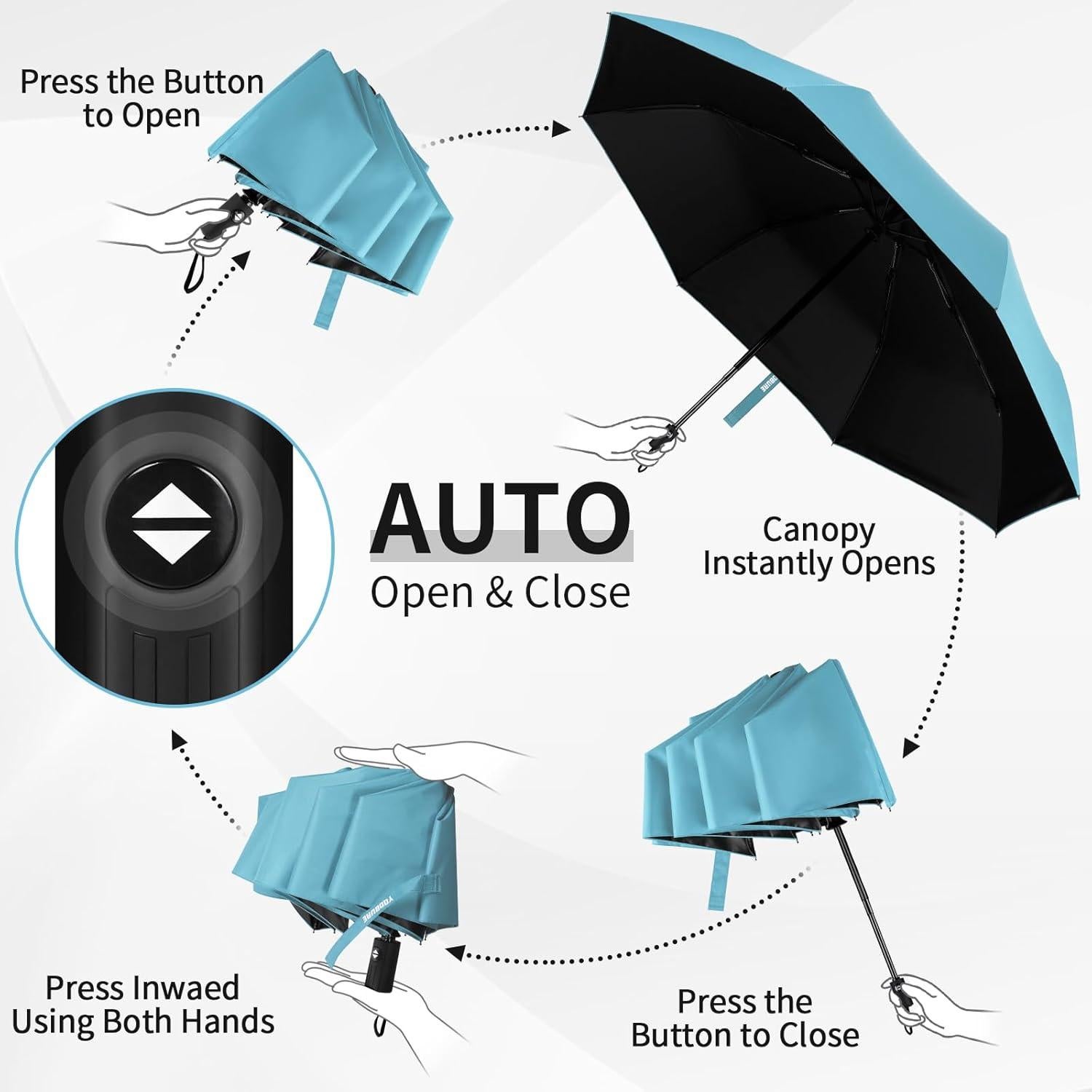 Paraguas Plegable Automático Yoobure 108 cm UV y Viento