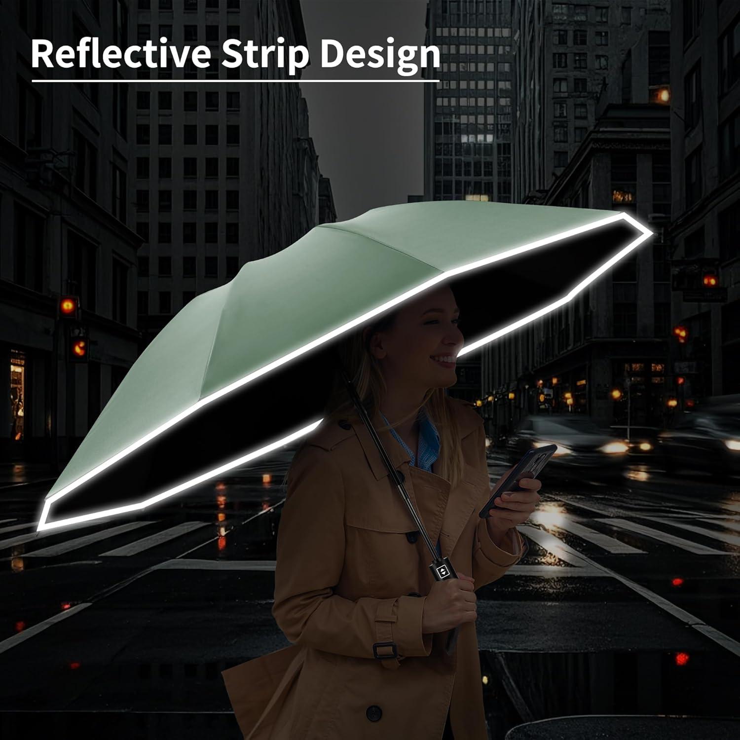 Paraguas Invertido Seniny Compacto Automático UV 117 cm Verde