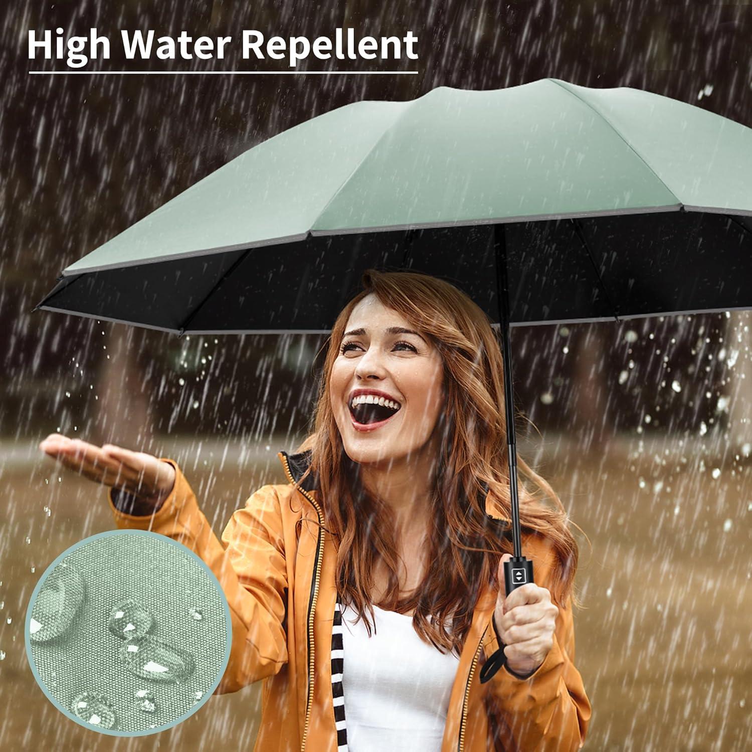 Paraguas Invertido Seniny Compacto Automático UV 117 cm Verde