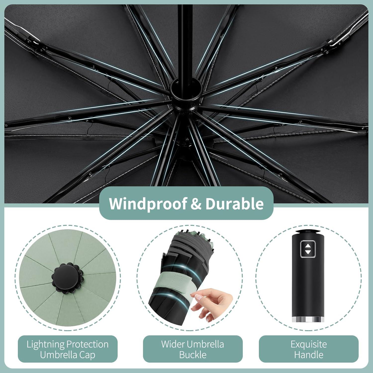 Paraguas Invertido Seniny Compacto Automático UV 117 cm Verde