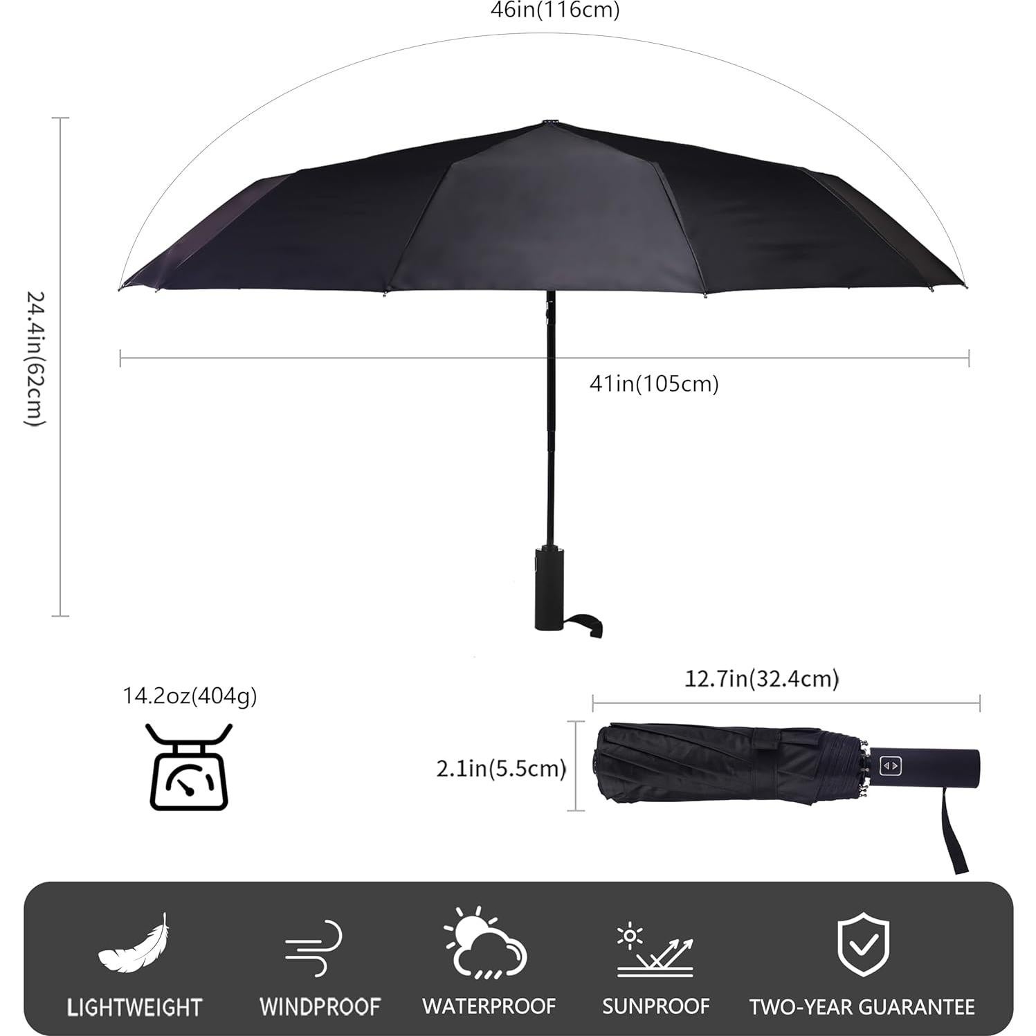 Paraguas Compacto Automático Bluinzi Doble Varilla 105cm