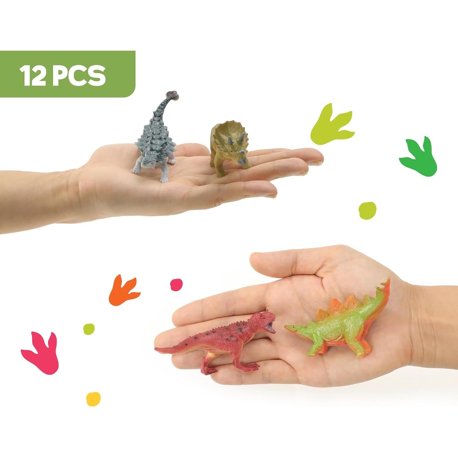 Figuras de Dinosaurios Miniatura RECUR 12 Pcs Pintadas a Mano