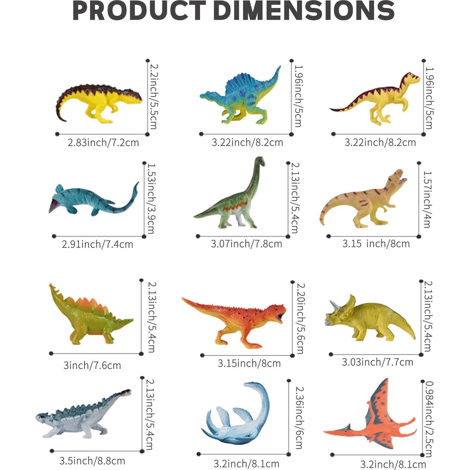 Figuras de Dinosaurios Miniatura RECUR 12 Pcs Pintadas a Mano