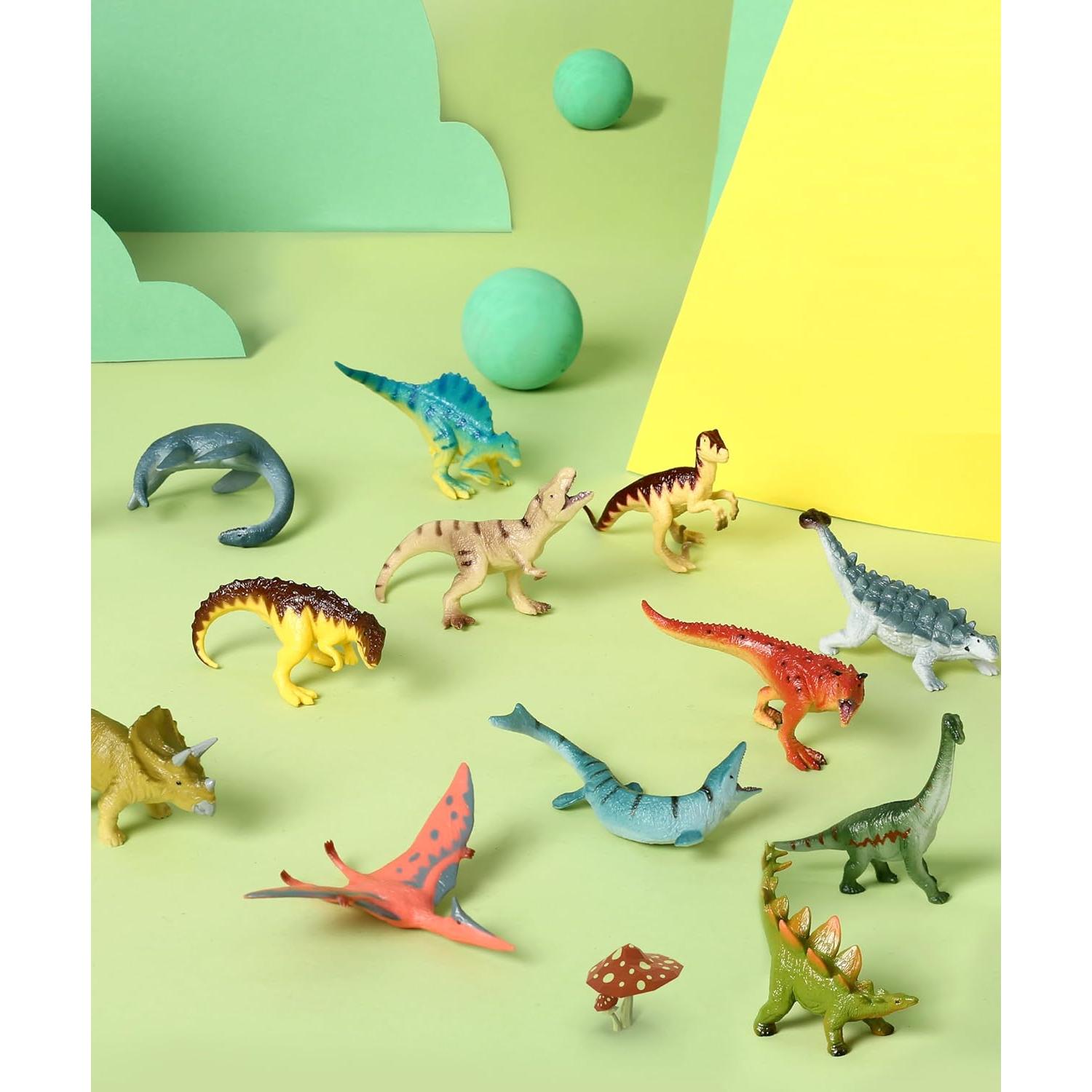 Figuras de Dinosaurios Miniatura RECUR 12 Pcs Pintadas a Mano