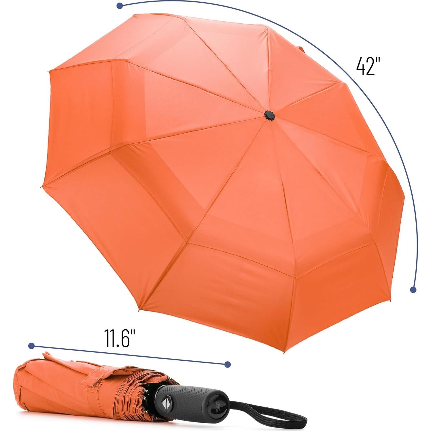 Paraguas de viaje Mr. Pen a prueba de viento rojo anaranjado