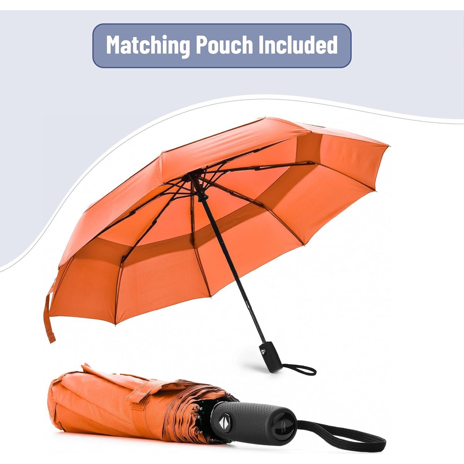 Paraguas de viaje Mr. Pen a prueba de viento rojo anaranjado