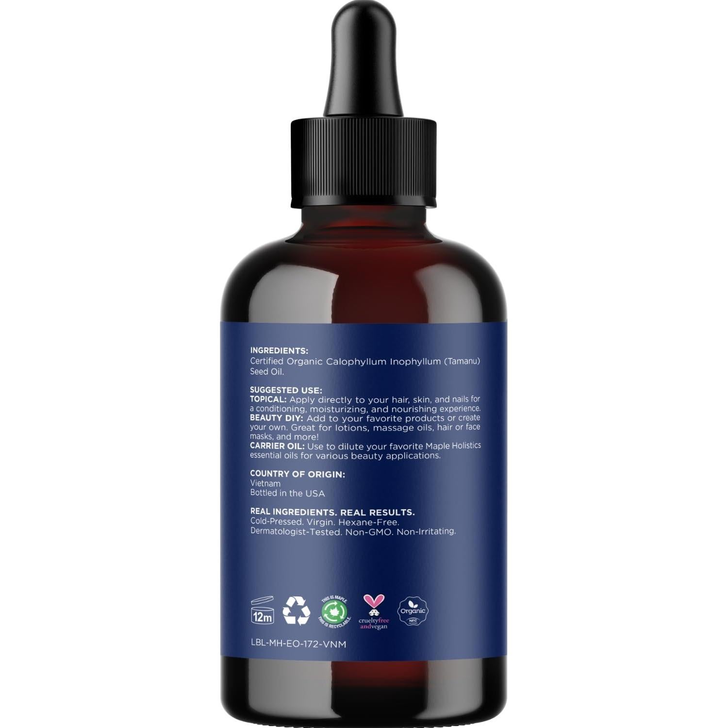 Aceite de Tamanu Orgánico Puro Maple Holistics 118 ml Hidratante