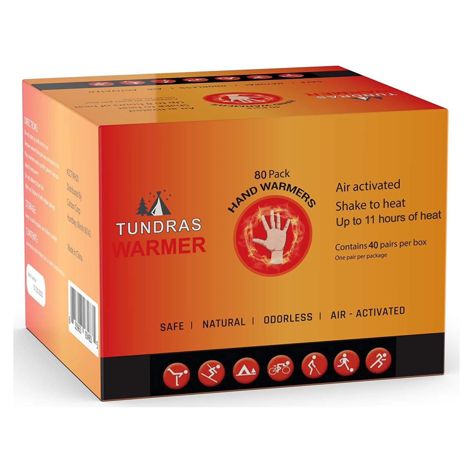 Calentadores de Manos LENTRA - 80 Paquetes Desechables, 11 Horas