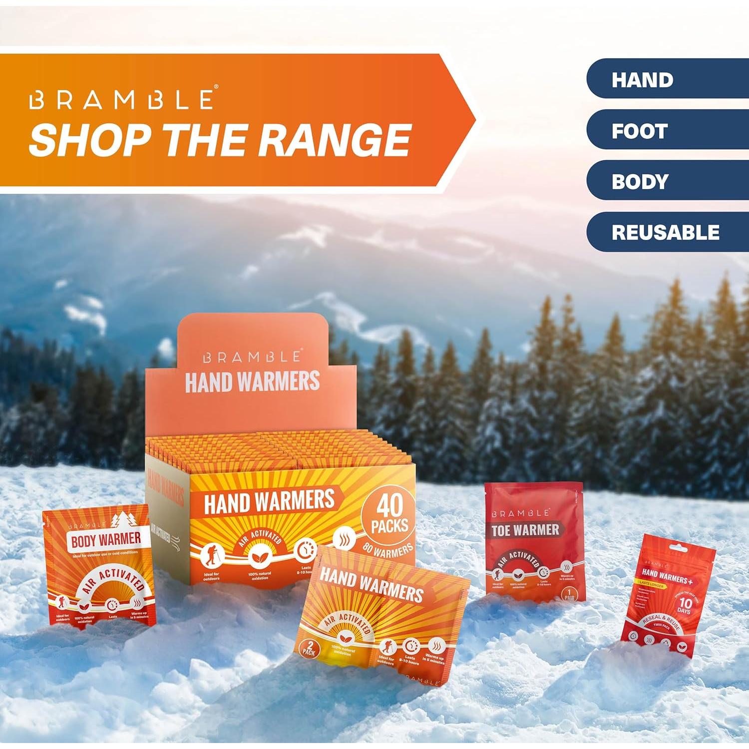 Calentadores de Manos Desechables Bramble 80 Paquetes 10 Horas