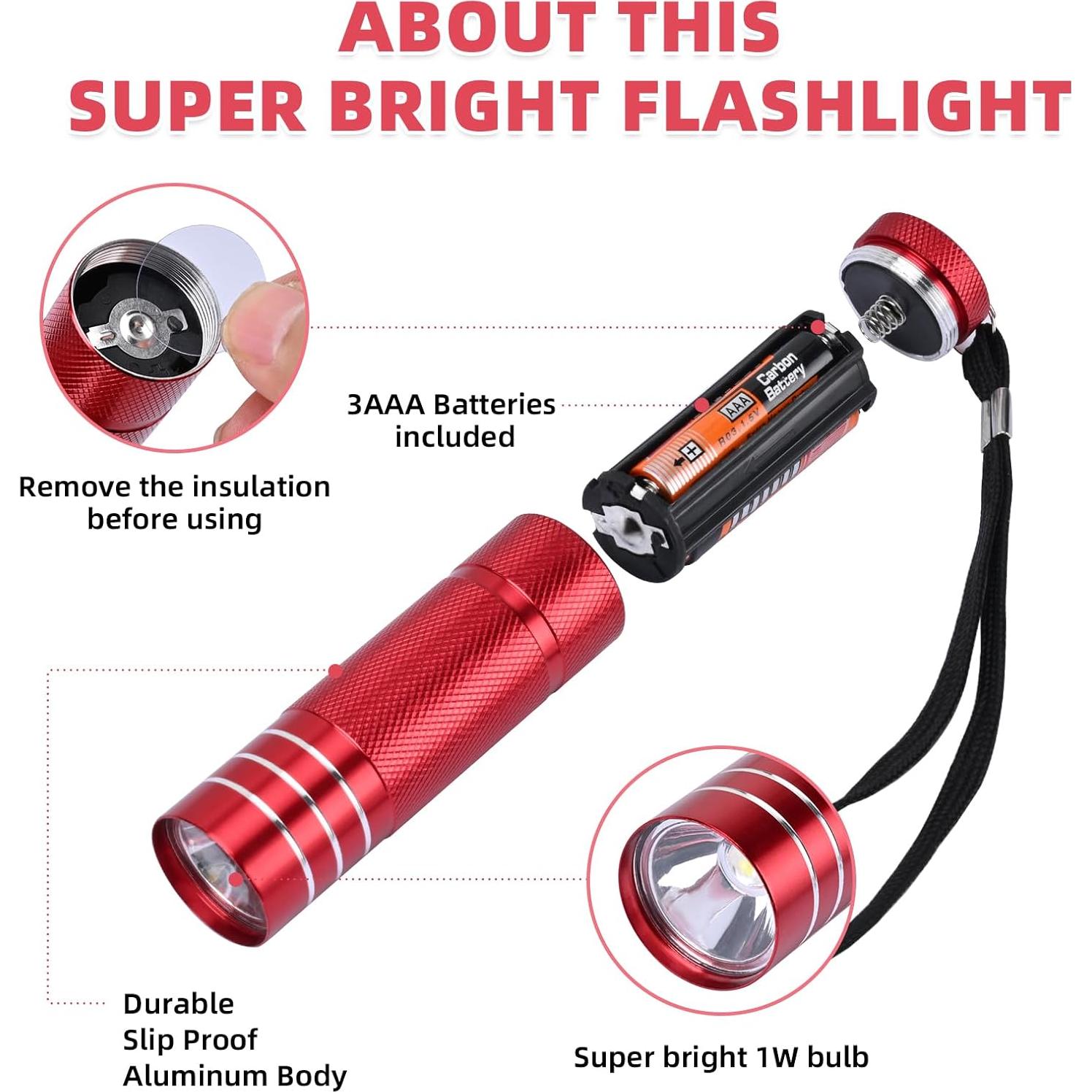 Paquete de 30 Linternas LED YIKOSAM 1W con Botón Fluorescente