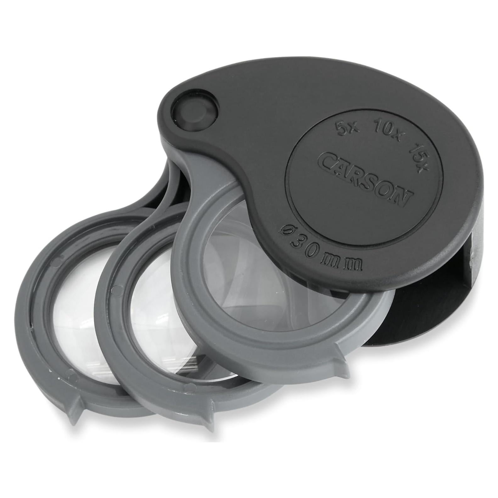 Lupa Plegable Carson TriView 5x/10x/15x con Estuche