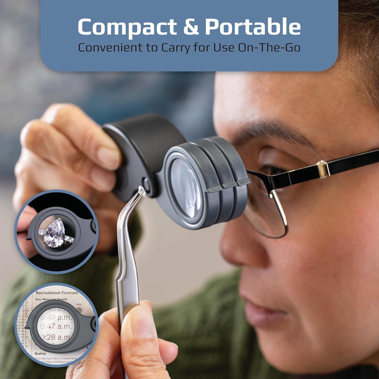 Lupa Plegable Carson TriView 5x/10x/15x con Estuche