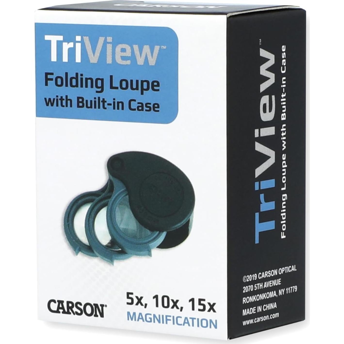 Lupa Plegable Carson TriView 5x/10x/15x con Estuche