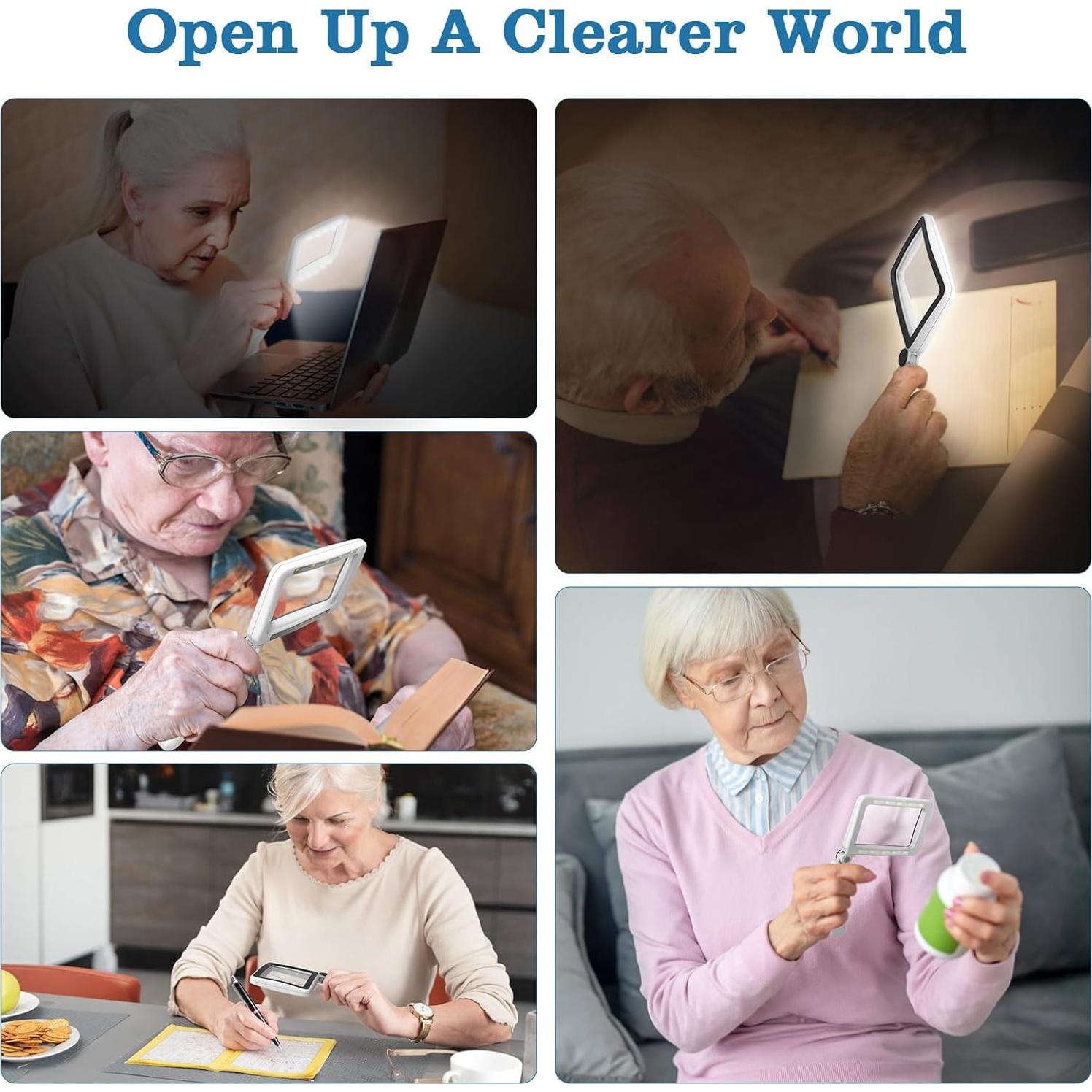 Lupa de Lectura MoKo 4X Recargable con Luz LED Plegable