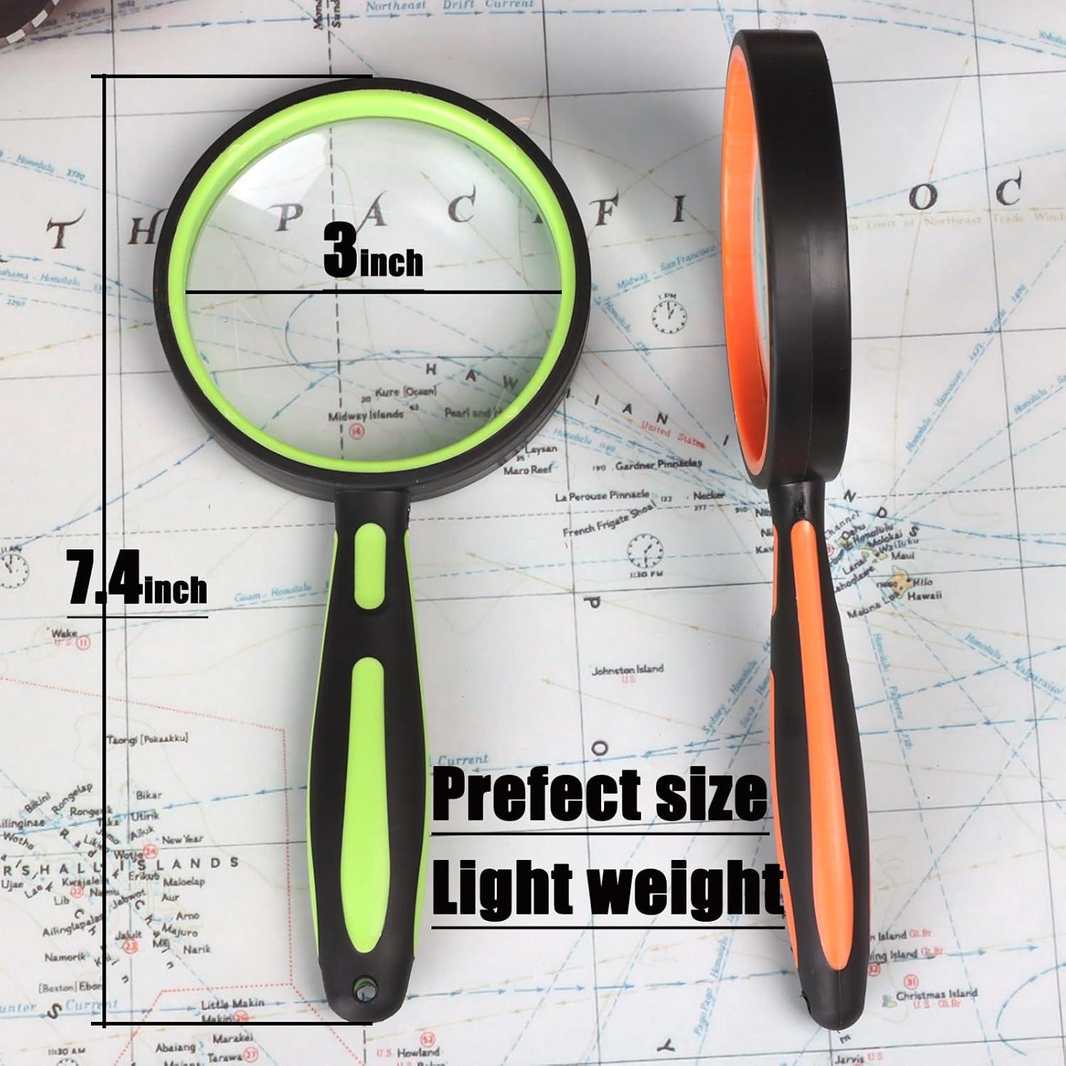 Lupas Irrompibles Ocim 10X - Paquete de 2, 75mm, Verde y Naranja