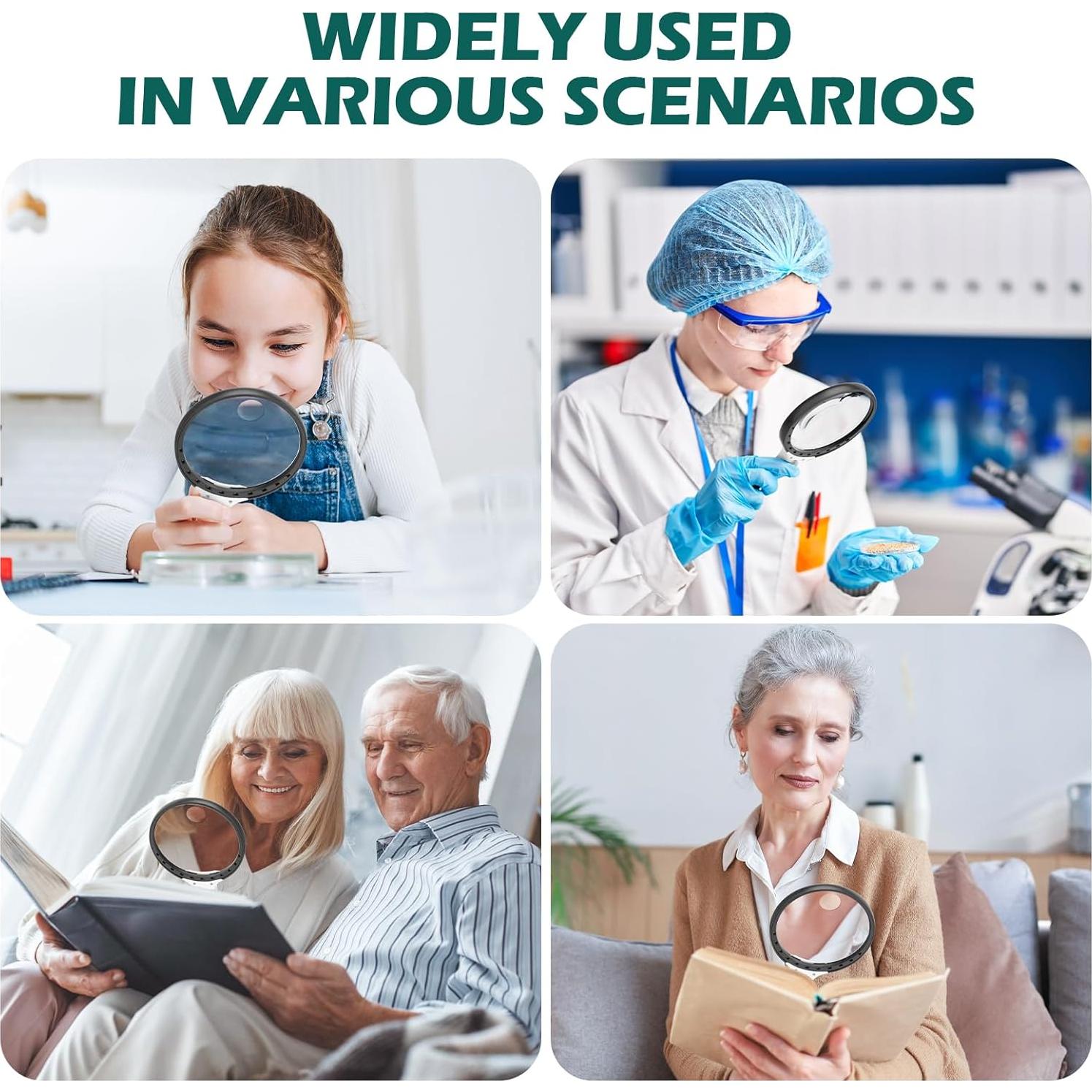 Lupa Iluminada HHFFDD 10X 25X 45X con 12 LEDs y Mango Antideslizante