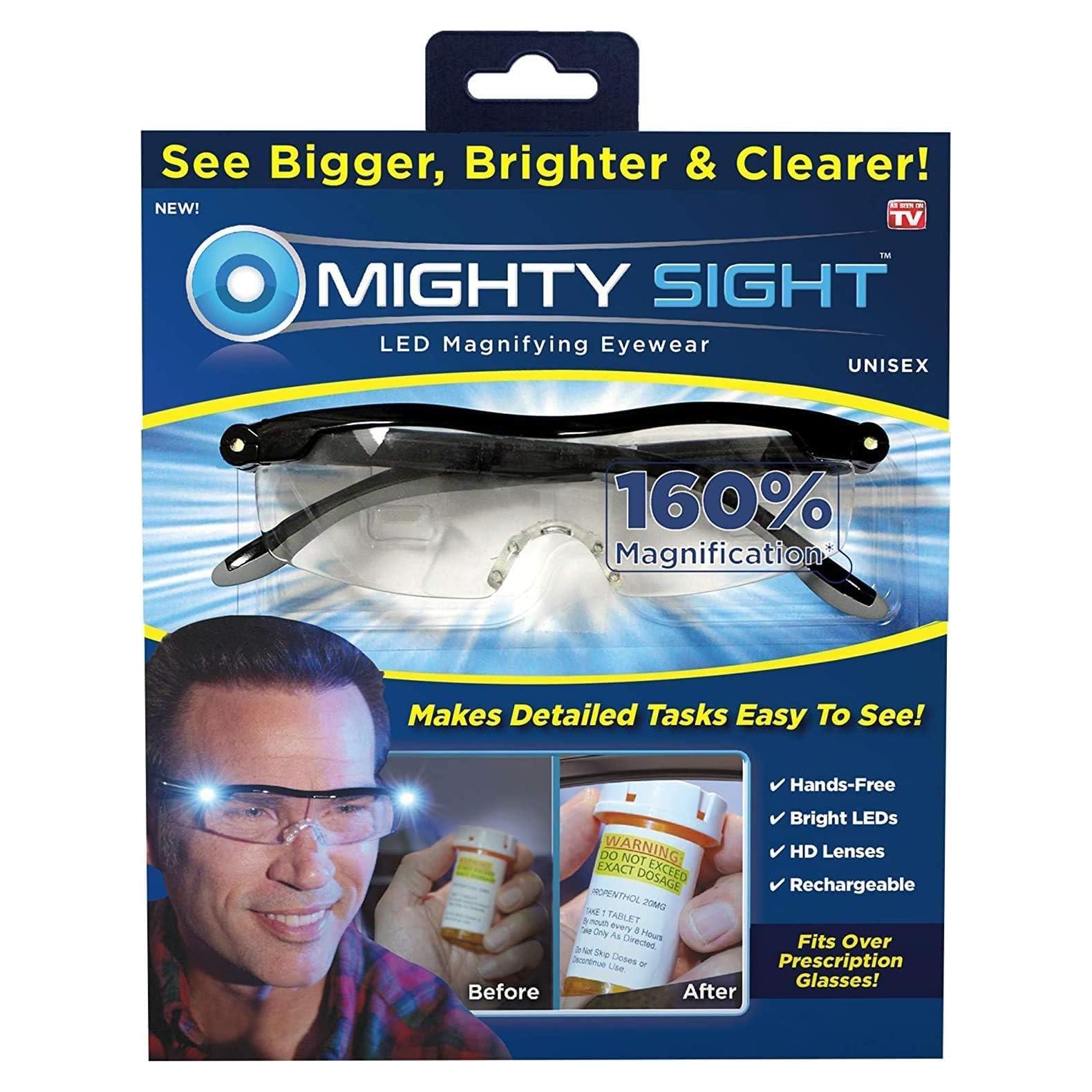 Gafas de Aumento LED Ontel Mighty Sight - 160% Aumento, Negro