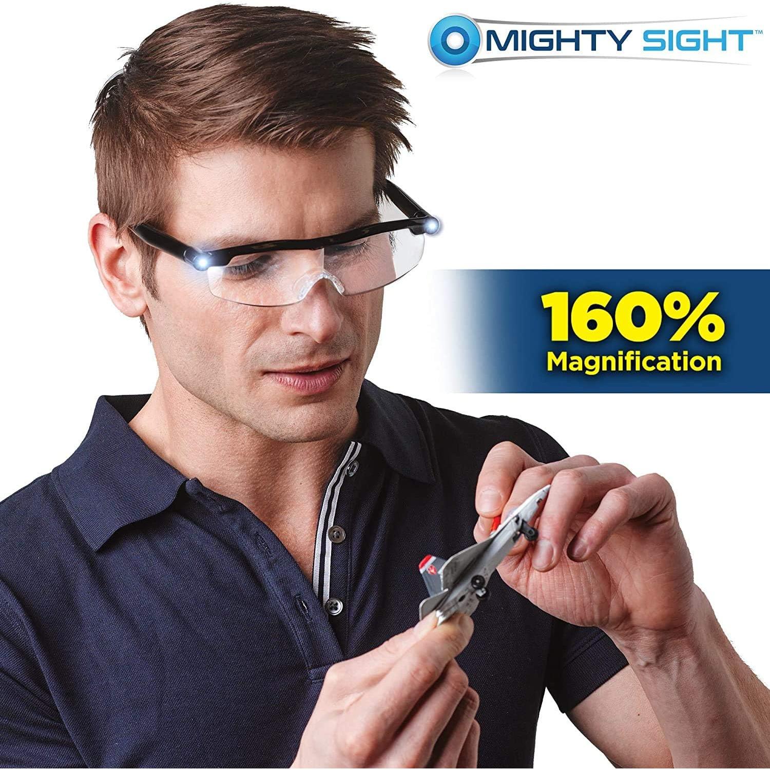 Gafas de Aumento LED Ontel Mighty Sight - 160% Aumento, Negro