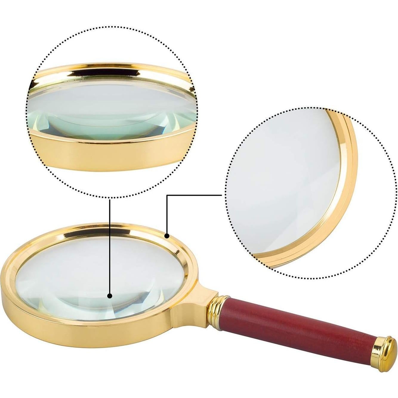 Lupa de Mano 10X BASUNE con Mango de Madera de Rosa