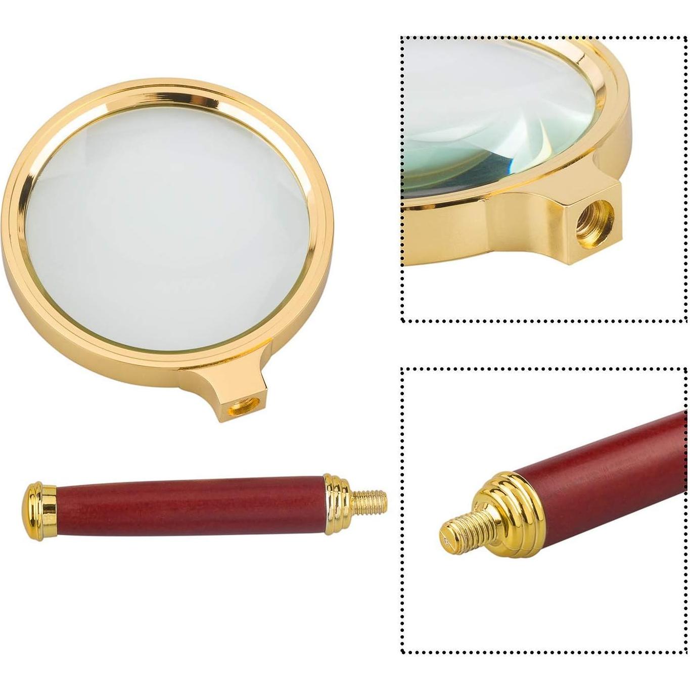 Lupa de Mano 10X BASUNE con Mango de Madera de Rosa