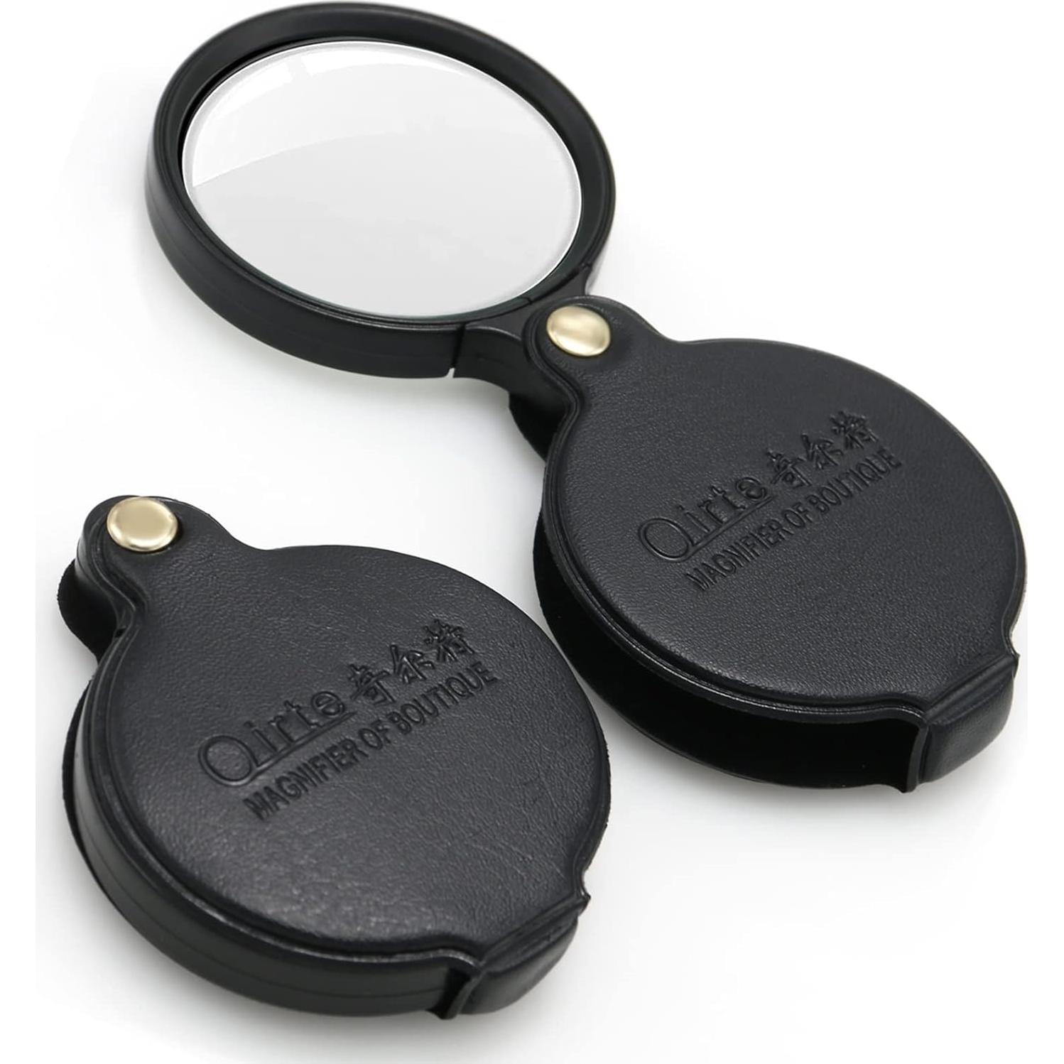 Lupa de bolsillo 10X GPJYYDS con funda de cuero 6 cm